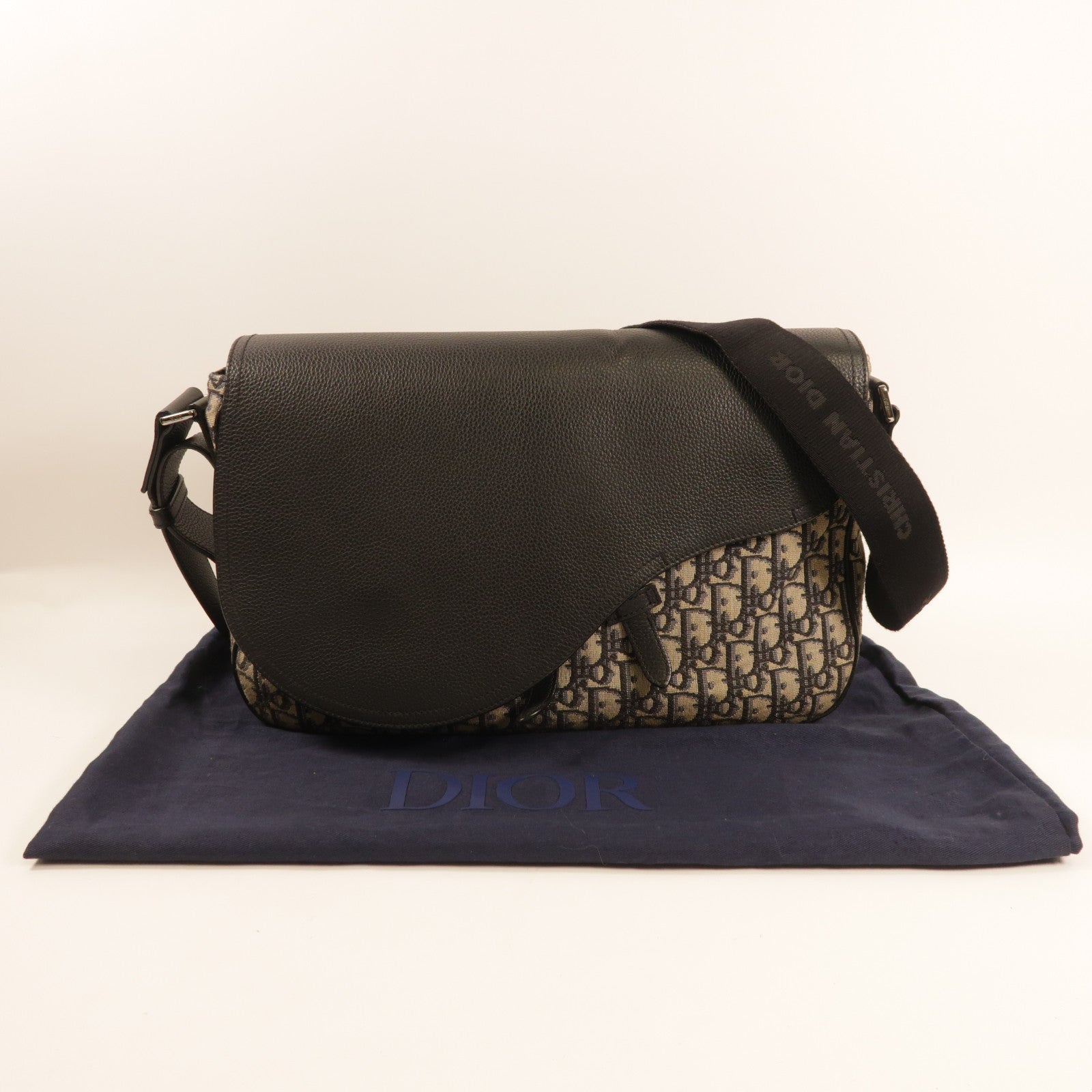 Dior 牛皮皮革/帆布Saddle Bag Large肩背袋