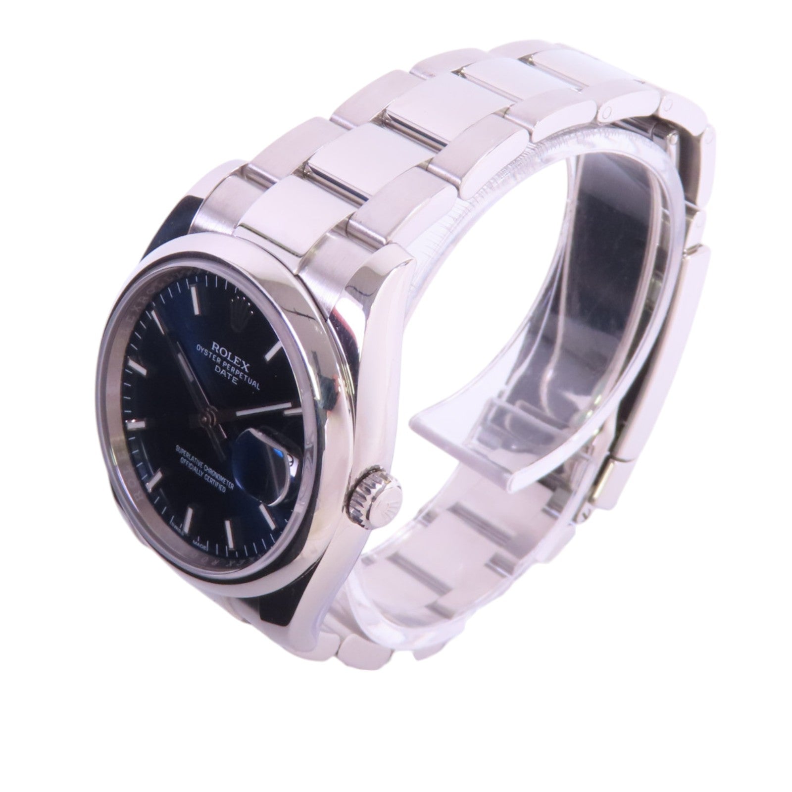 ROLEX Oyster Perpetual Date 115200 Automatic Watch Stainless Steel Blue