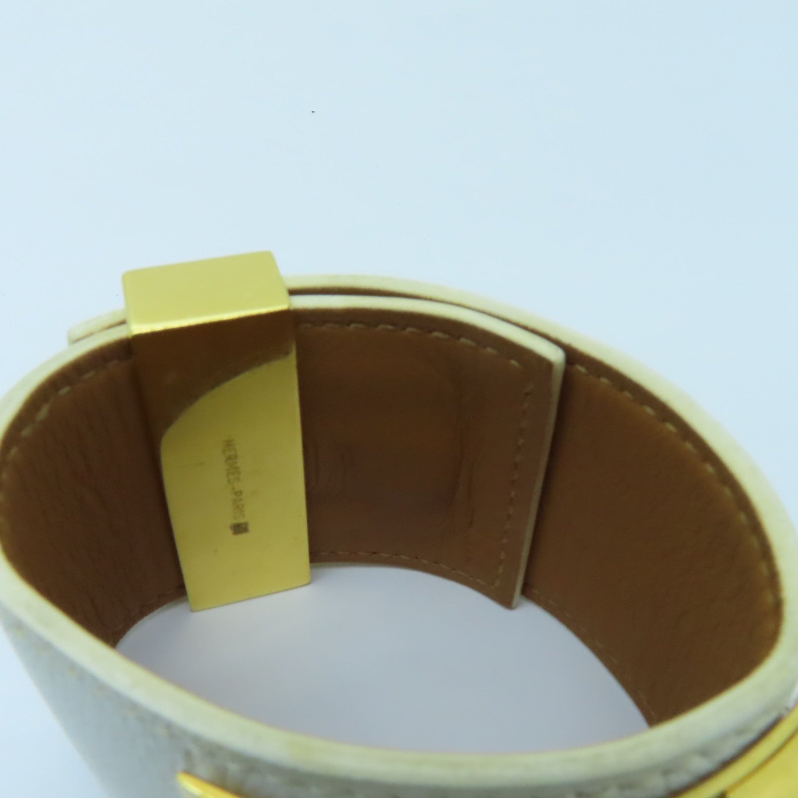 HERMES 【激減優惠】Epsom皮革COLLIER DE CHIEN金扣手鐲白色