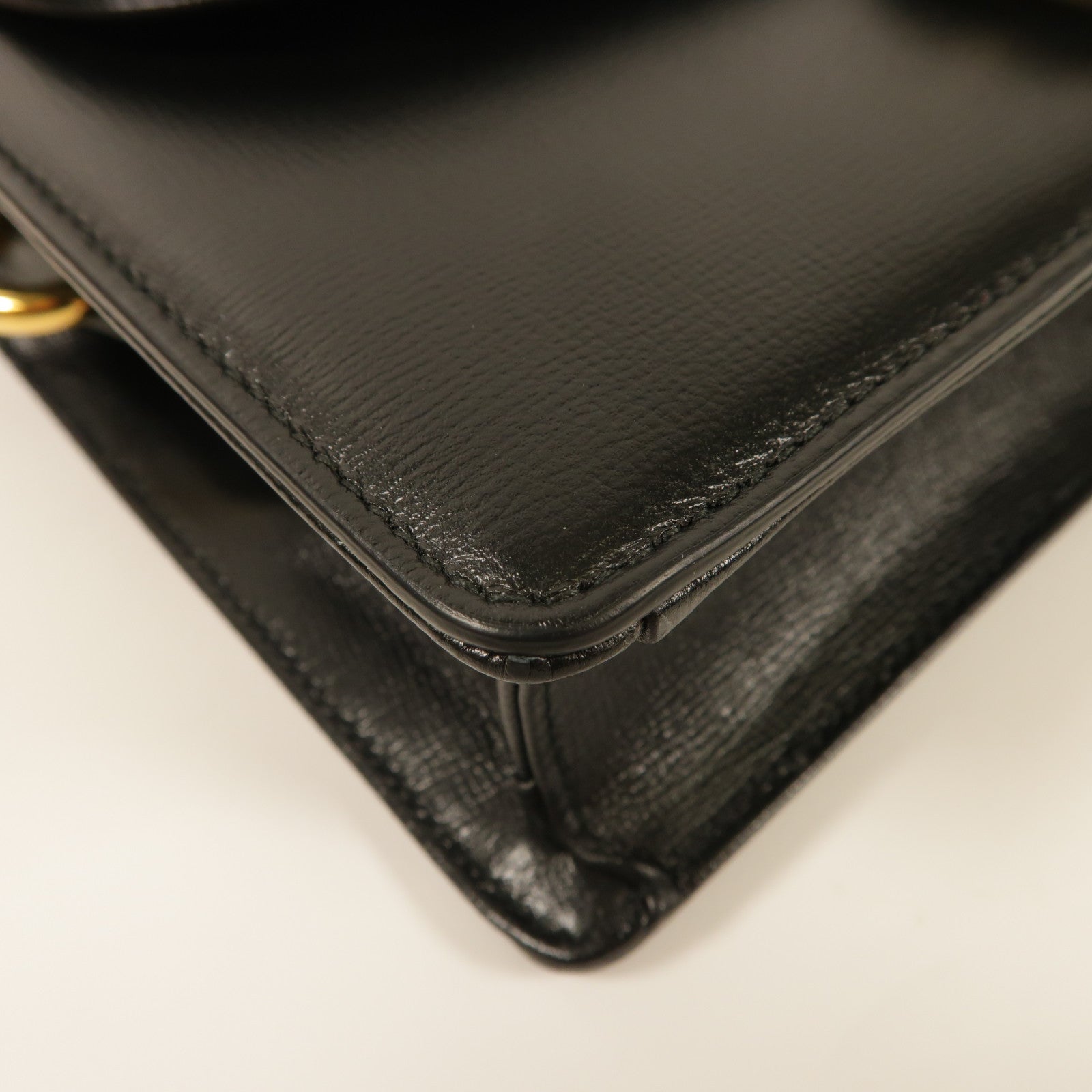 GUCCI GG GHW Shoulder Bag 589474 Calfskin Leather Black