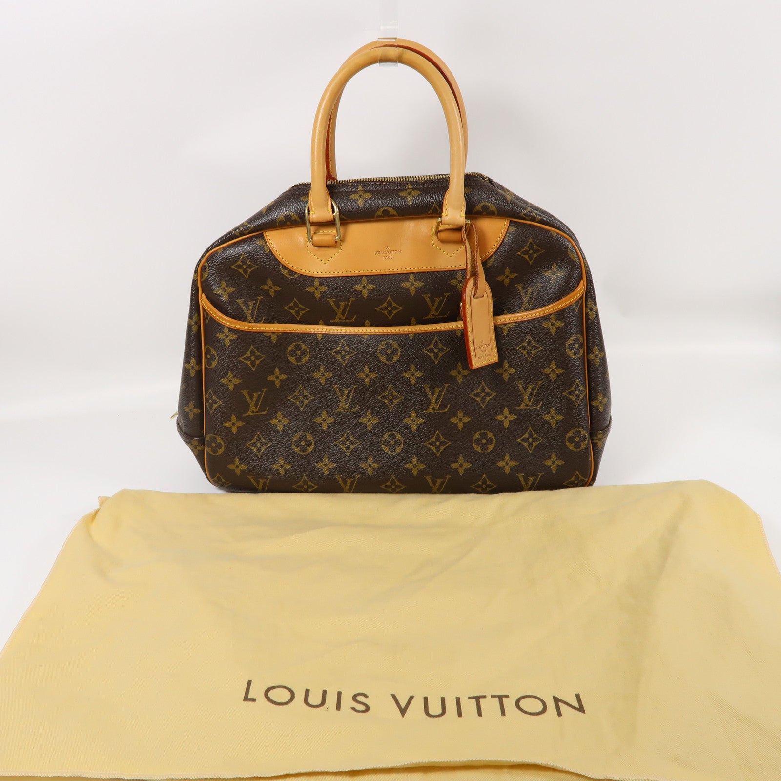 LOUIS VUITTON Monogram Deauville GM Handbag金扣手挽袋啡色