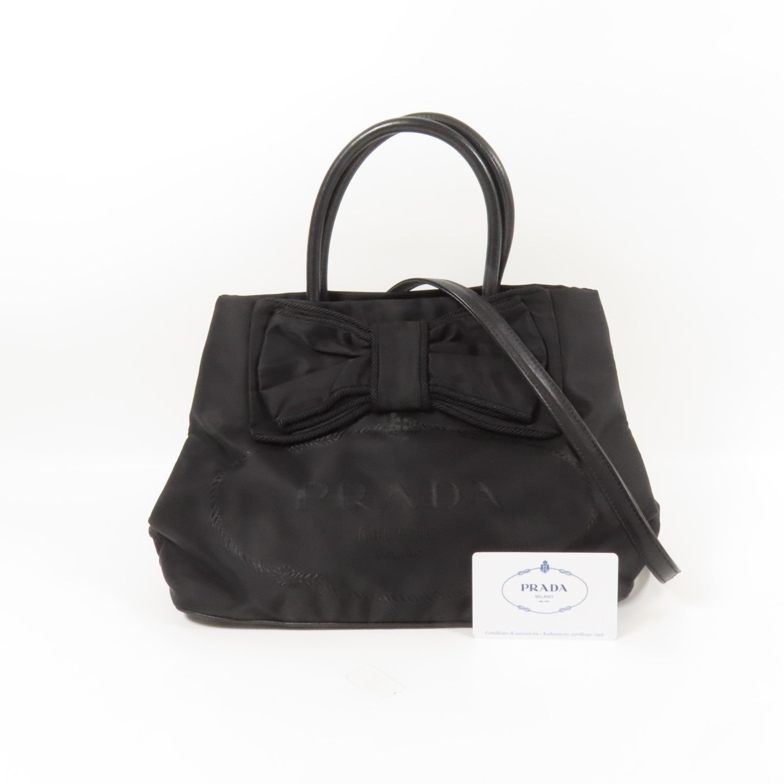 PRADA 尼龍Ribbon Motif金扣手挽肩背兩用袋