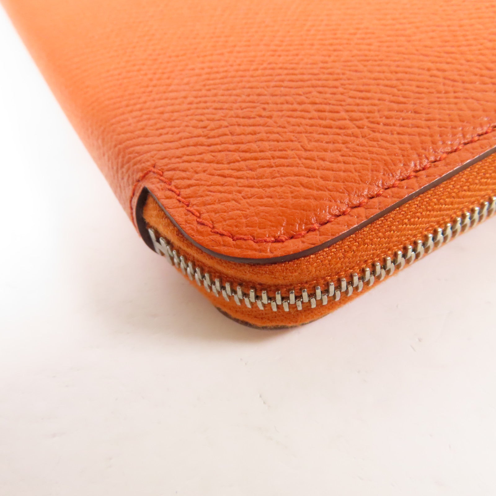 HERMES 【激減優惠】Epsom皮革Silk In Long Wallet銀扣長錢包Orange