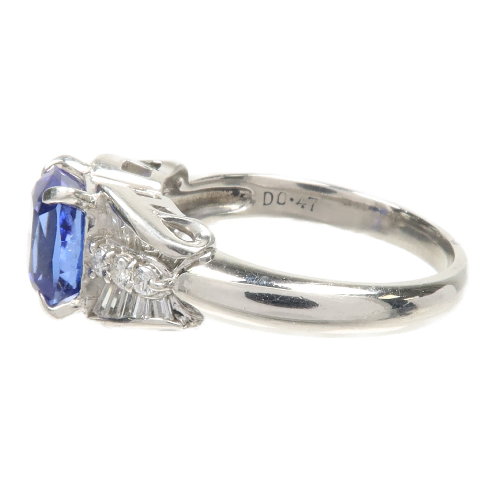 JEWELRY 【激減優惠】PT900鉑金Tanzanite Ring坦桑石/鑽石戒指US#7