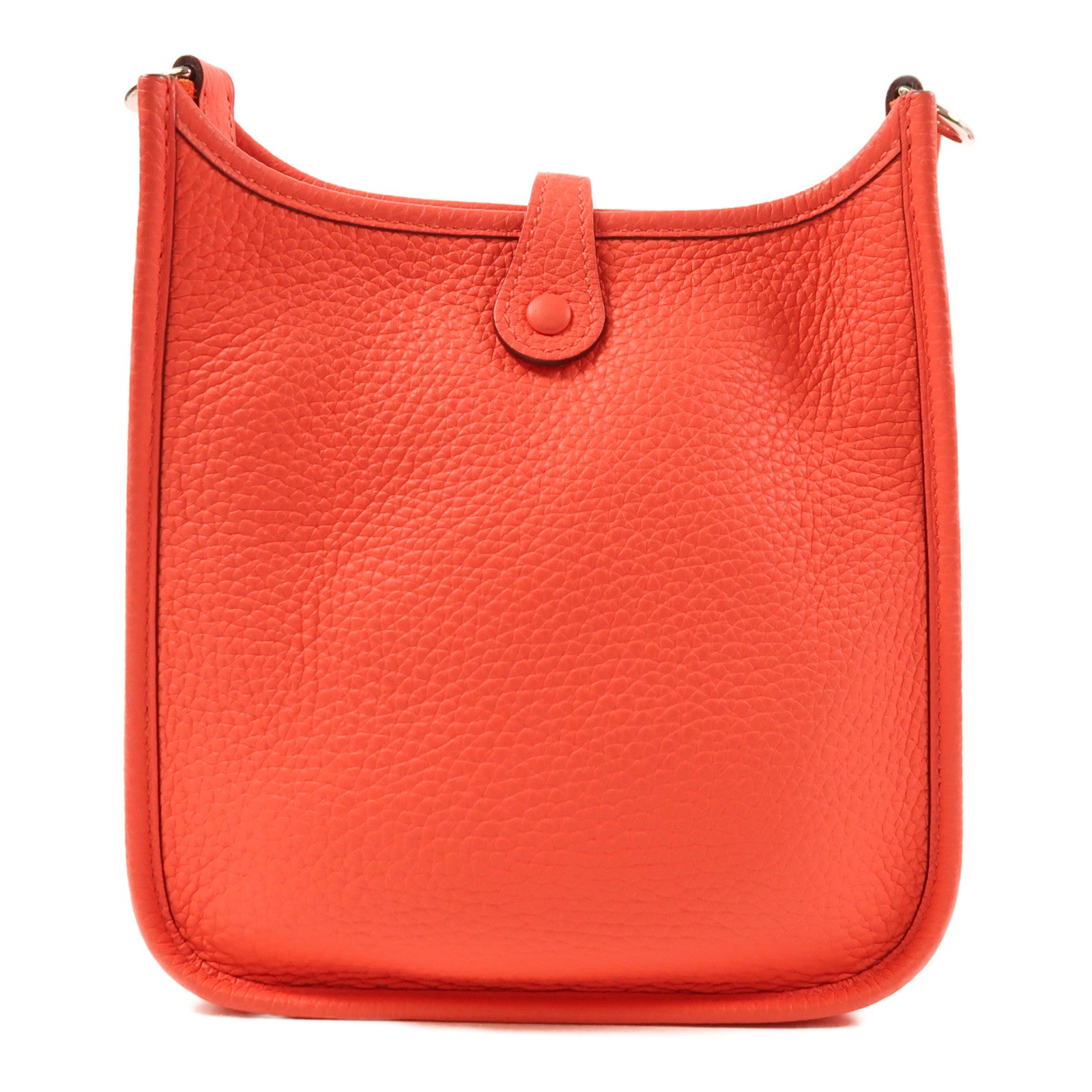 HERMES Clemence皮革Evelyne TPM銀扣肩背袋Rose Texas