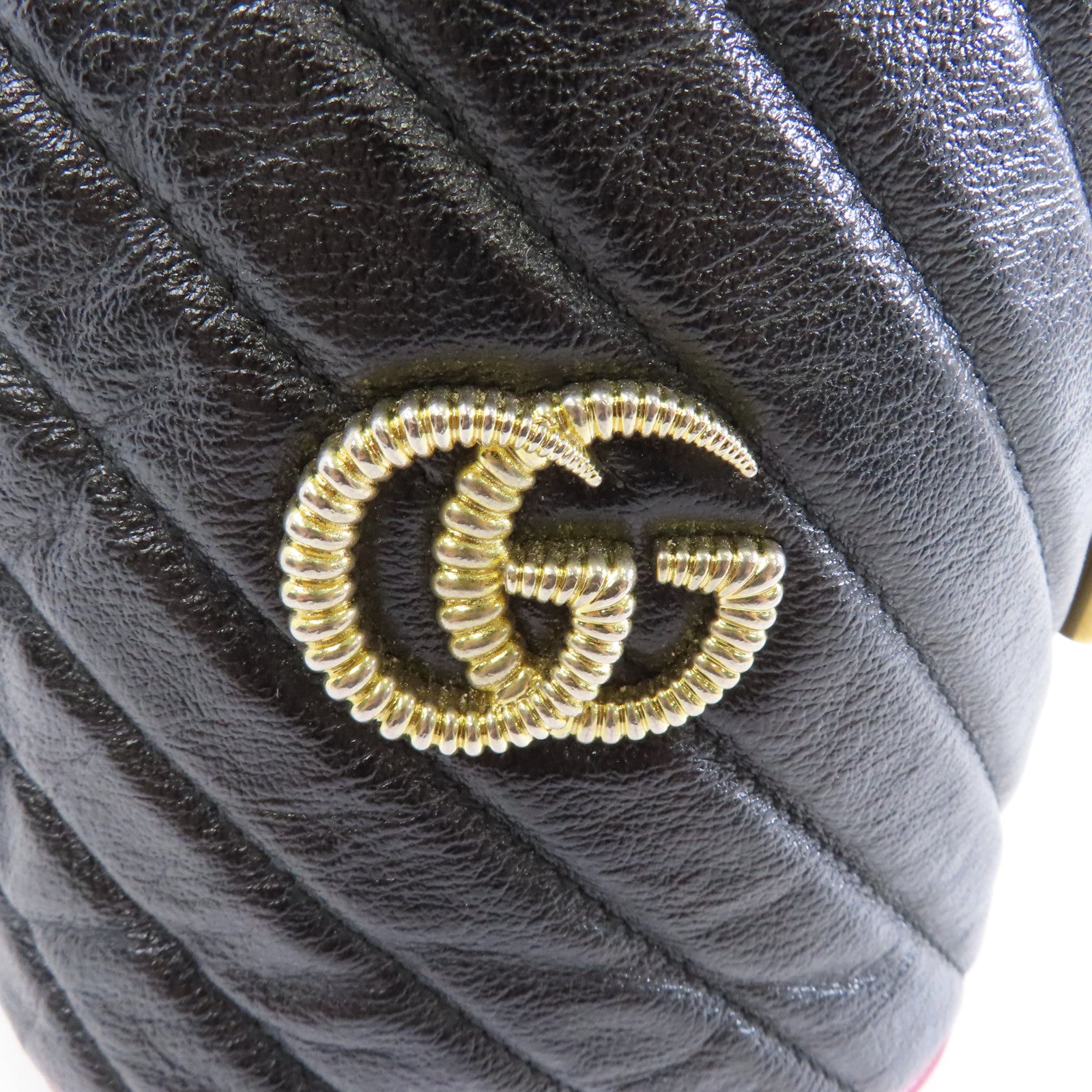 GUCCI 【激減優惠】牛皮皮革GG Marmont金扣鏈帶肩背袋黑色