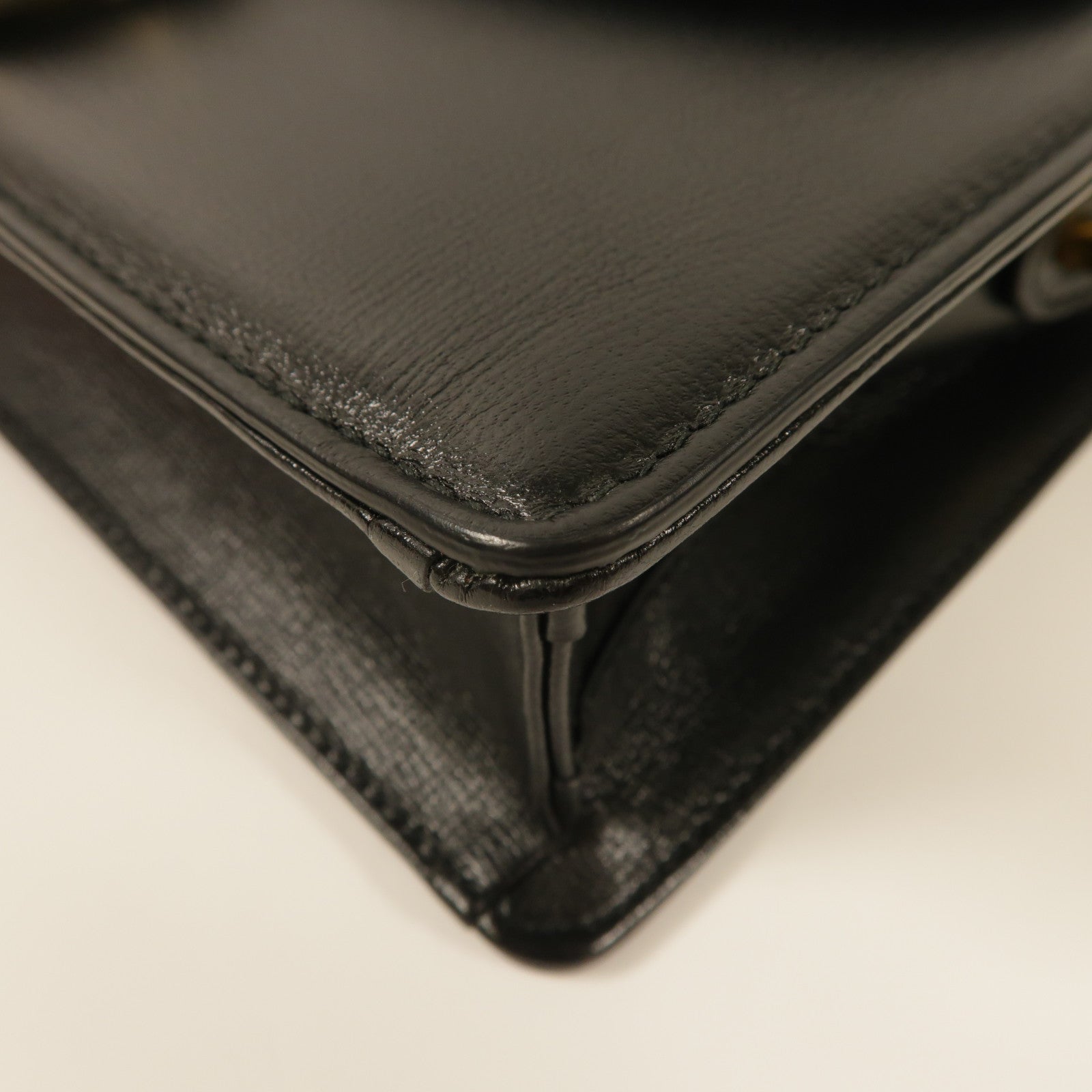 GUCCI GG GHW Shoulder Bag 589474 Calfskin Leather Black