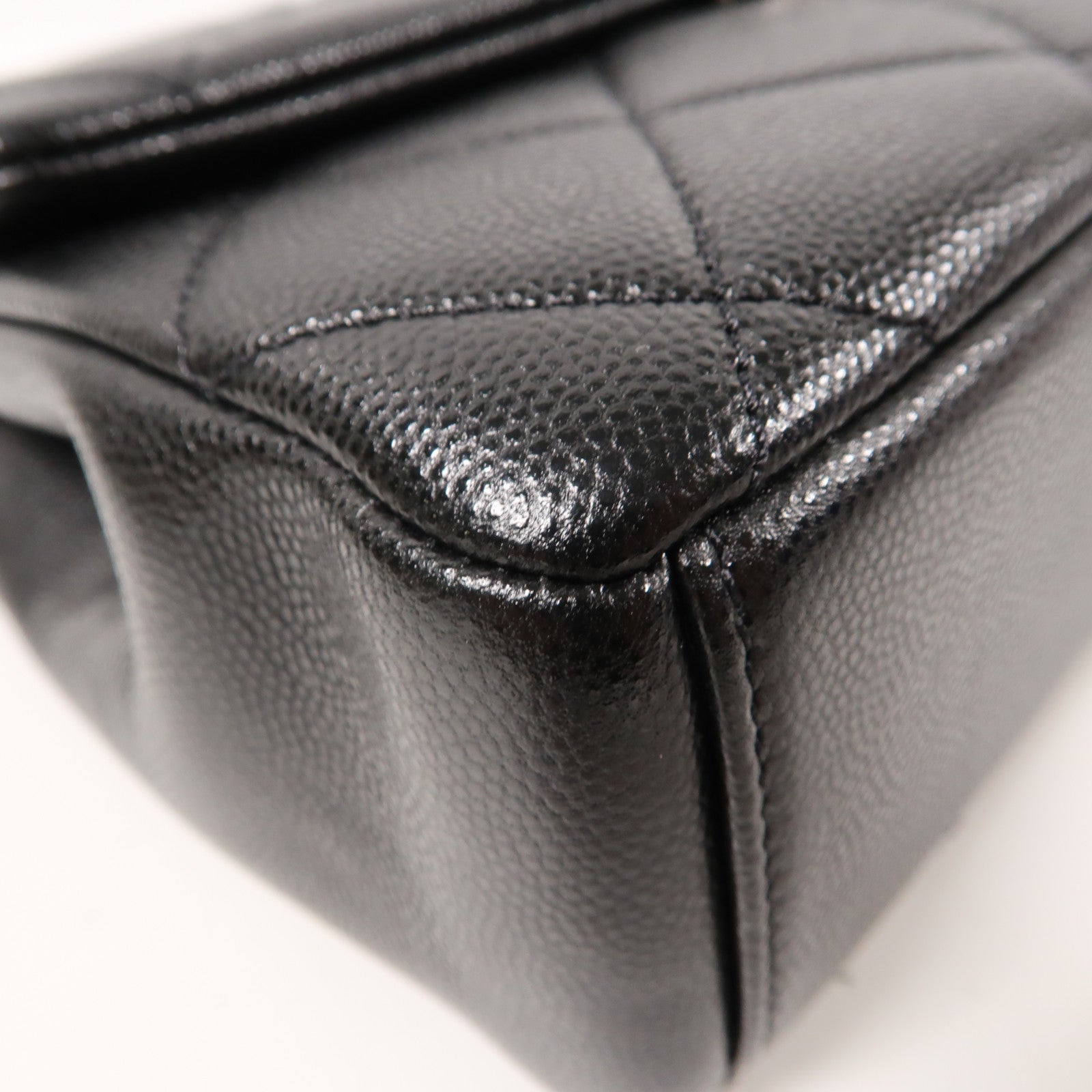 CHANEL 菱格牛皮皮革Chain Shoulder鏈帶肩背袋黑色