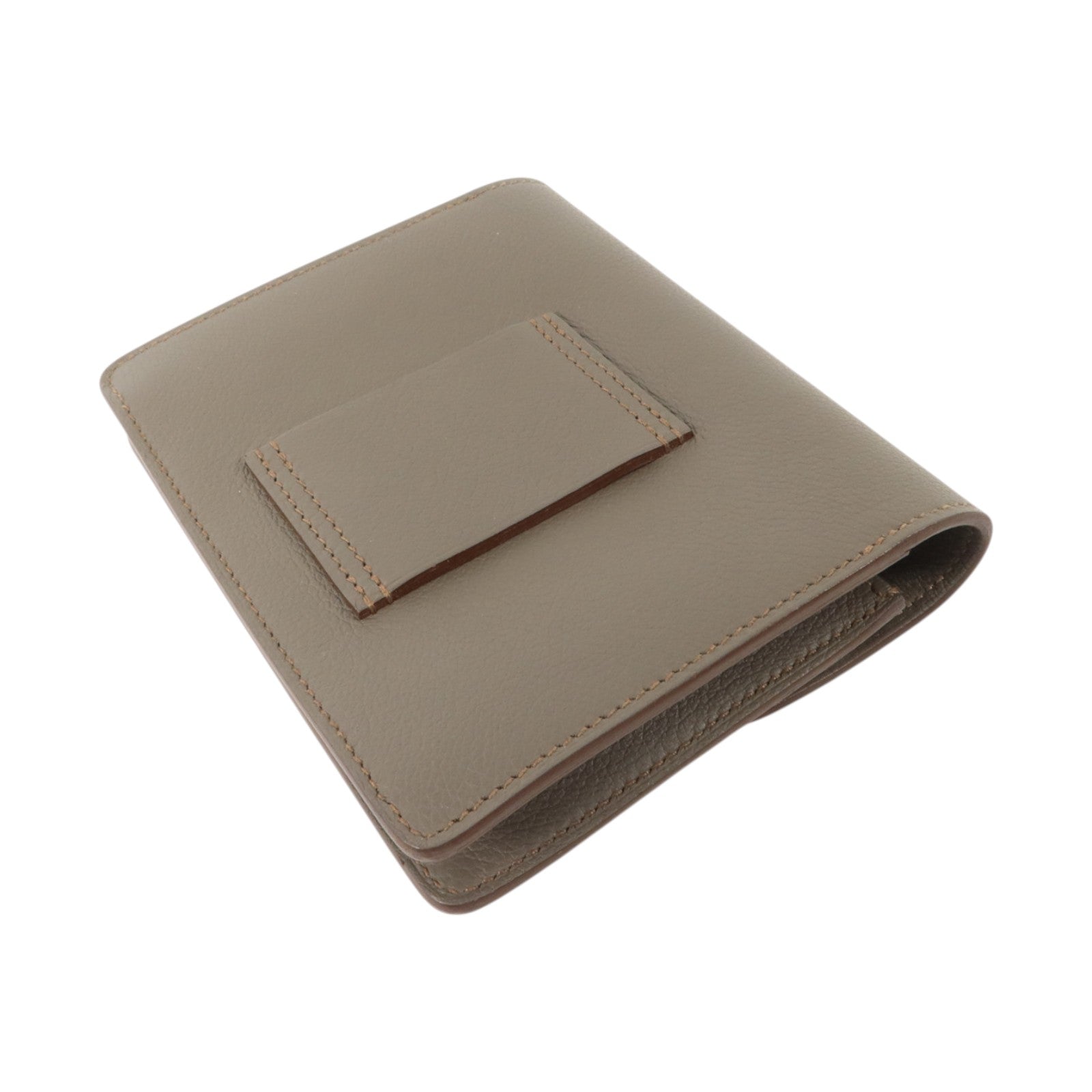 HERMES Evercolor皮革Roulis Slim金扣錢包Gris Meyer