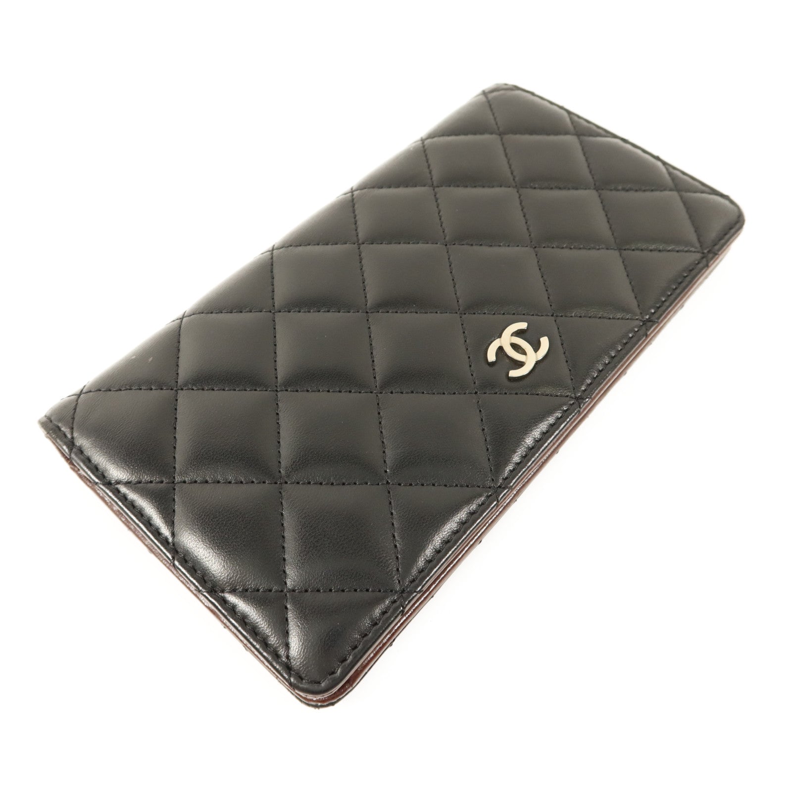 CHANEL 羊皮皮革Long Bifold Wallet銀扣長錢包