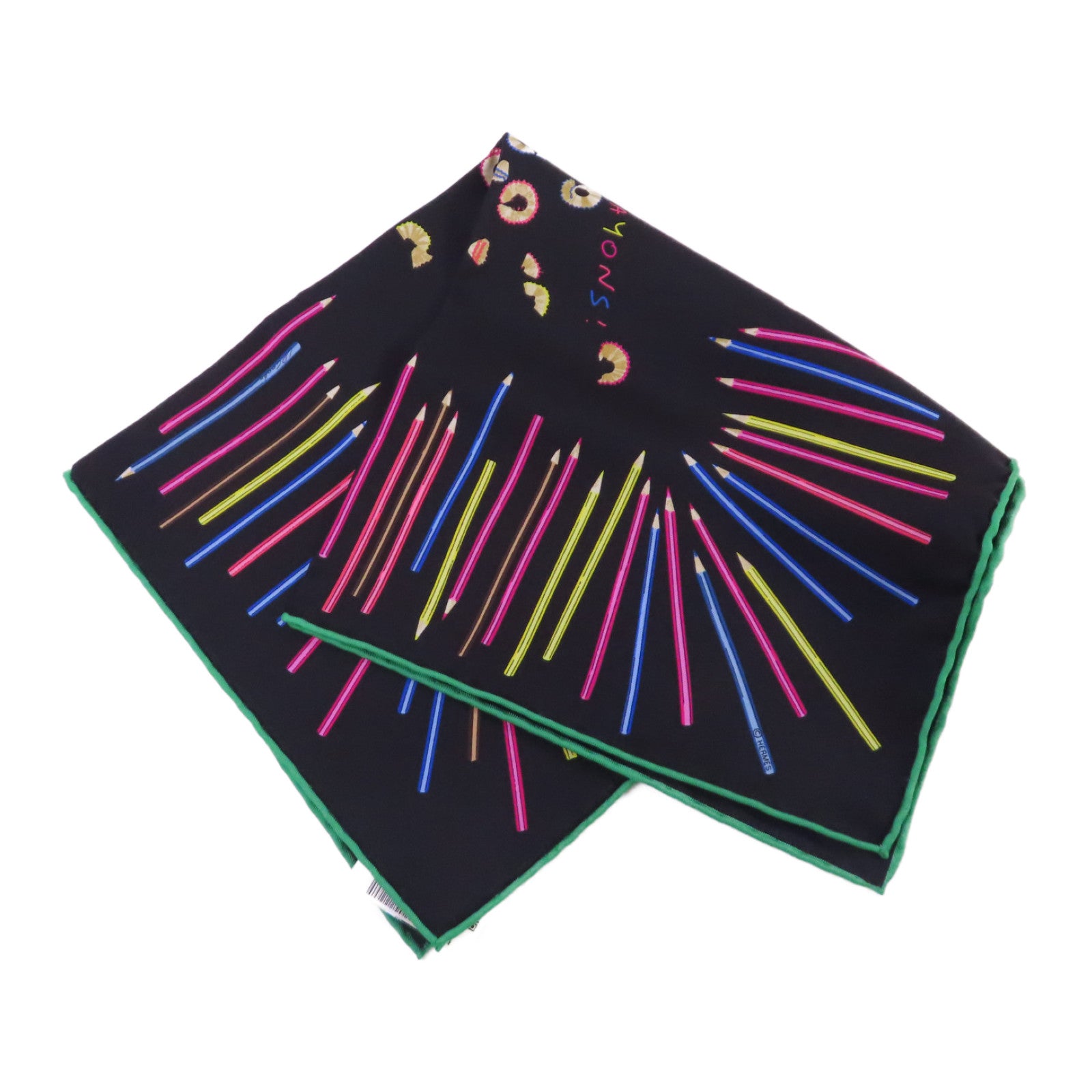 HERMES 絲質40x40 Scarf絲巾黑色/彩色