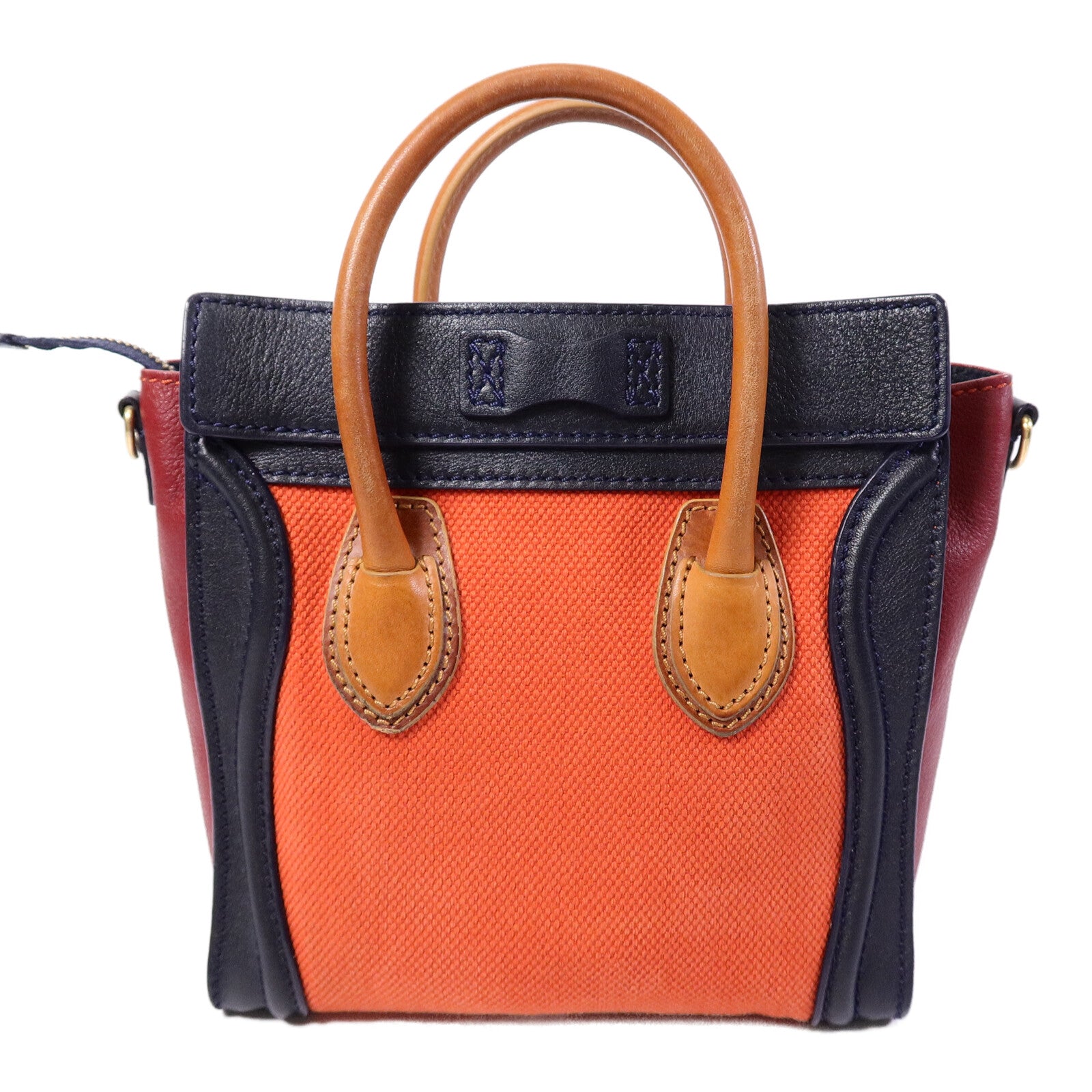 CELINE 牛皮皮革/帆布Nano Luggage手挽肩背兩用袋
