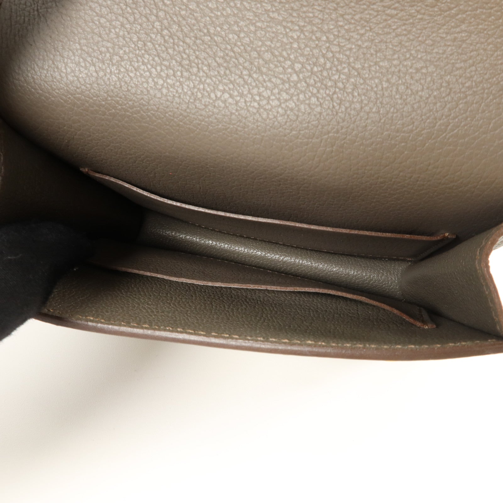 HERMES Evercolor皮革Roulis Slim金扣錢包Gris Meyer