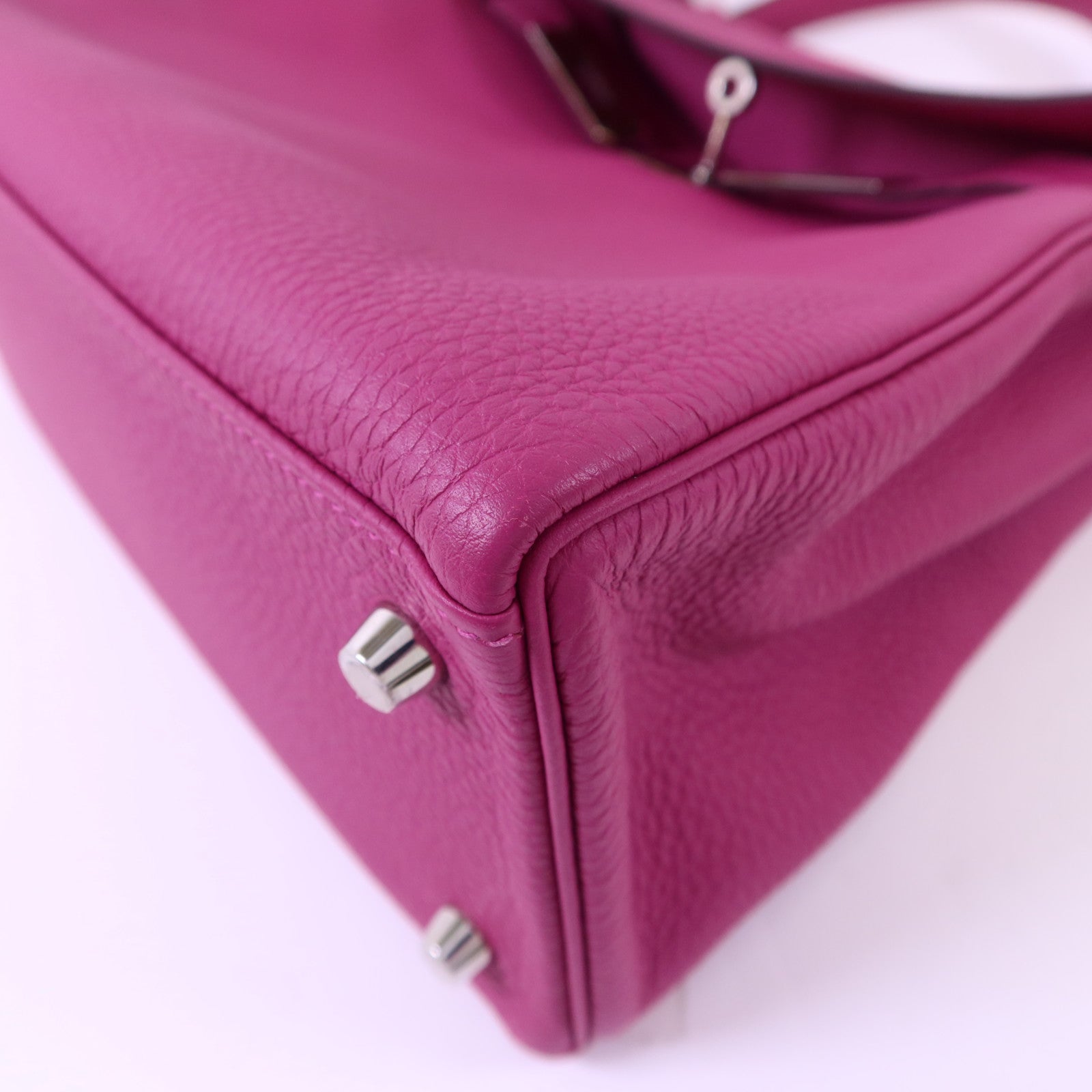 HERMES Togo皮革Kelly 28銀扣手挽肩背兩用袋Rose Pourpre