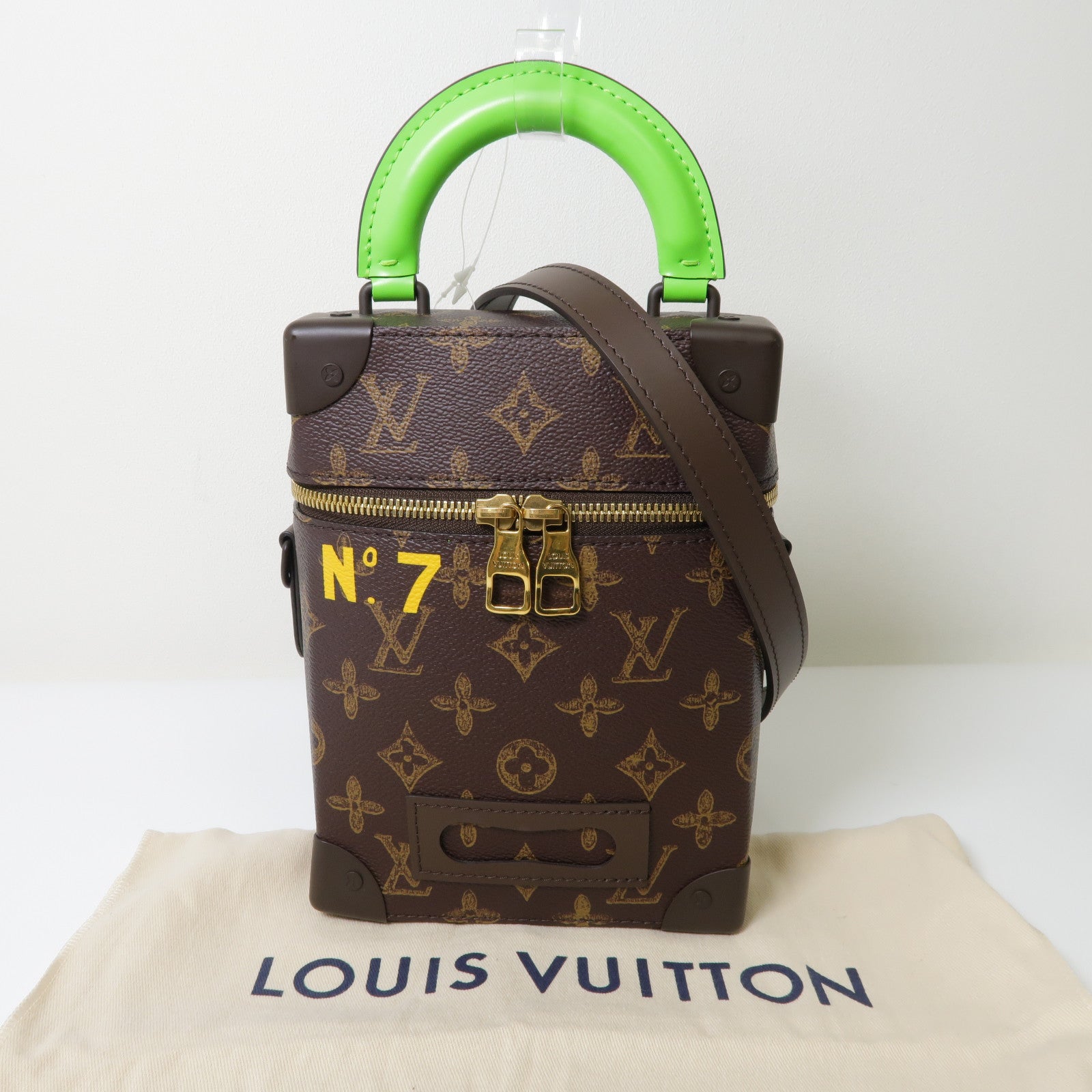LOUIS VUITTON 【清倉大減價】Monogram Vertical Box Trunk金扣手挽肩背兩用袋啡色/綠色