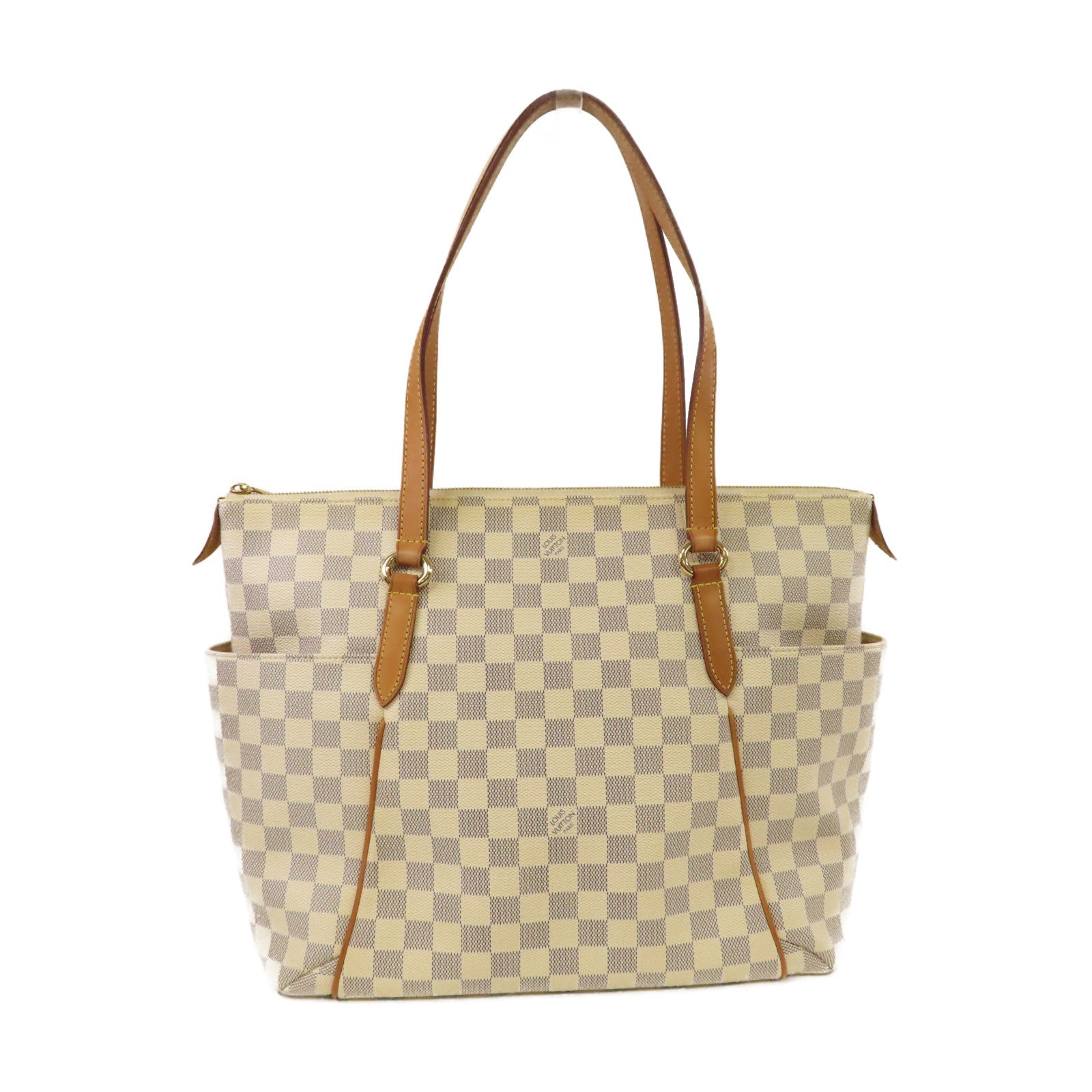 LOUIS VUITTON Damier Azur Totally MM金扣肩背袋白色