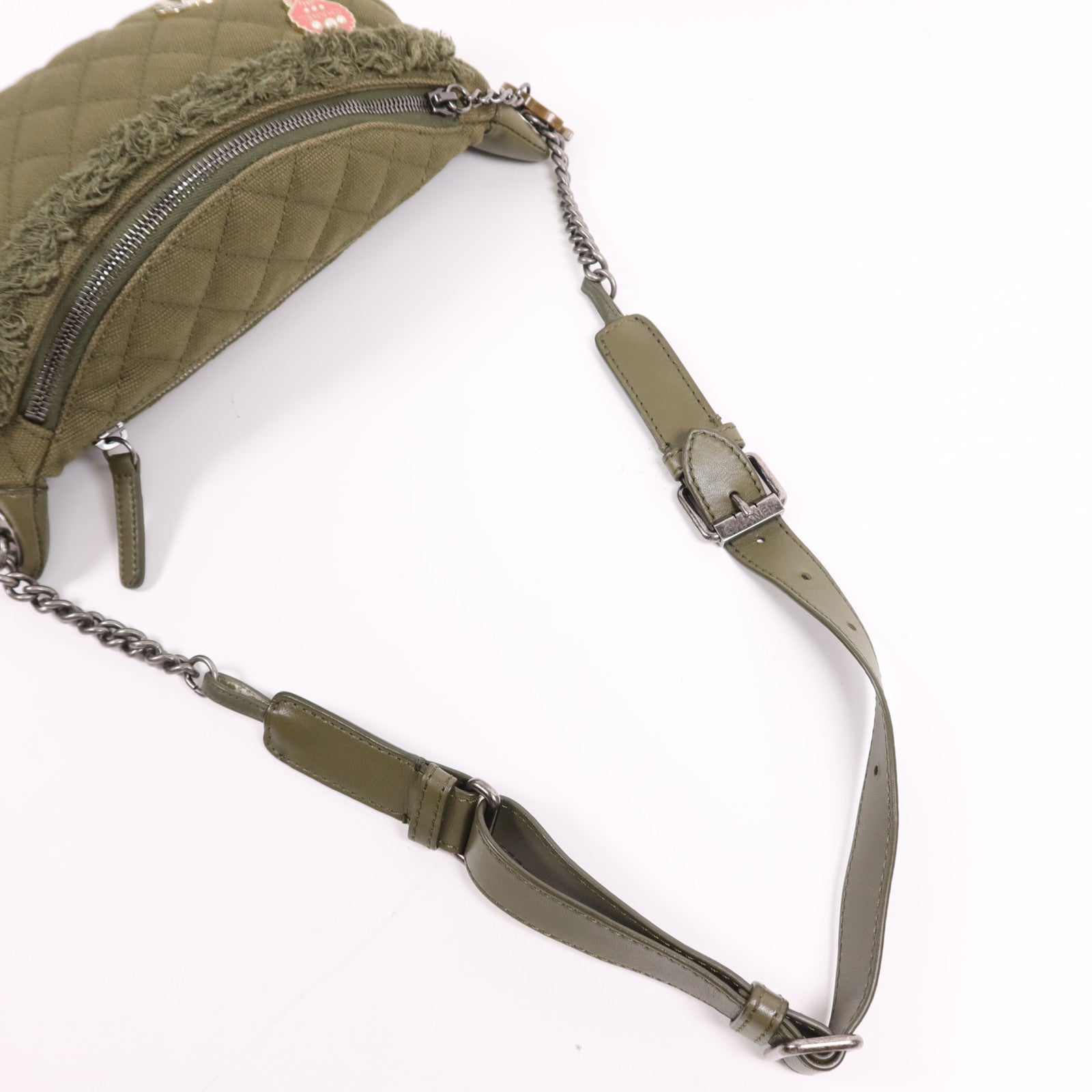 CHANEL 帆布Waist銀扣腰包