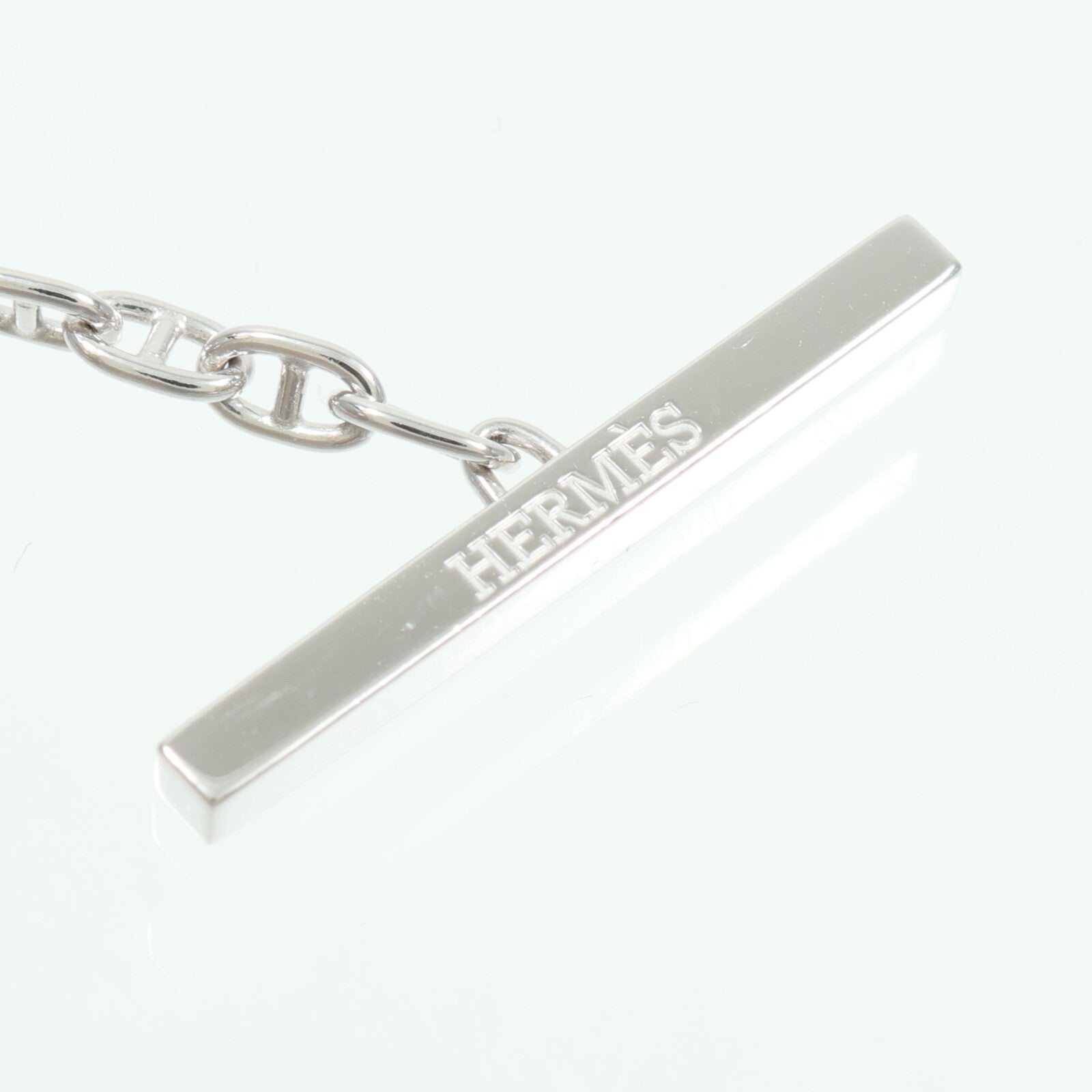 HERMES 18K白金Chaine d'ancre Contour Pendant鑽石項鍊