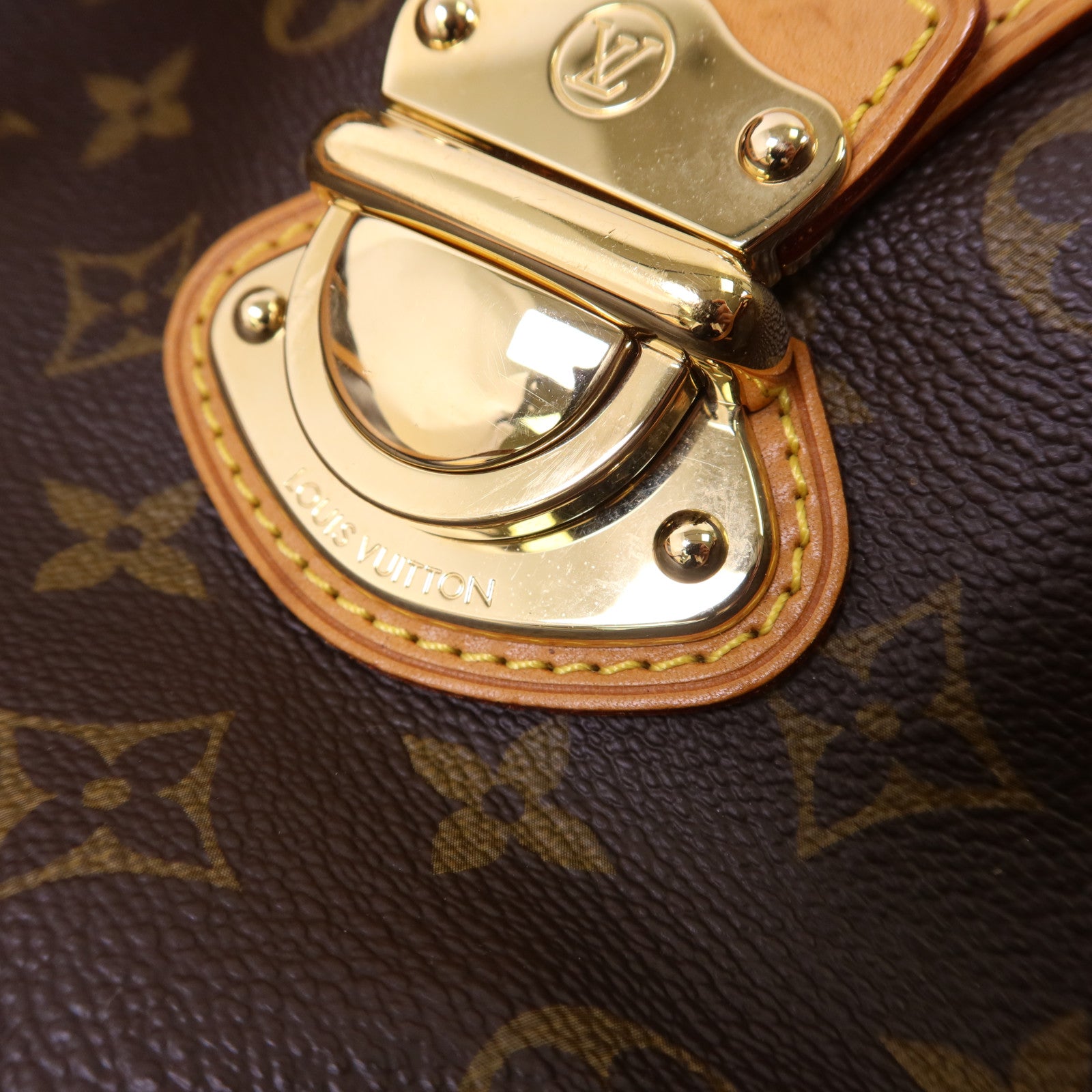 LOUIS VUITTON Monogram Stresa PM金扣肩背袋棕色