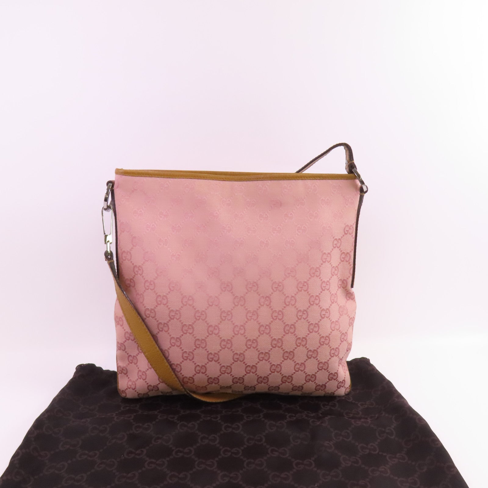 GUCCI 帆布Shoulder Bag銀扣肩背袋