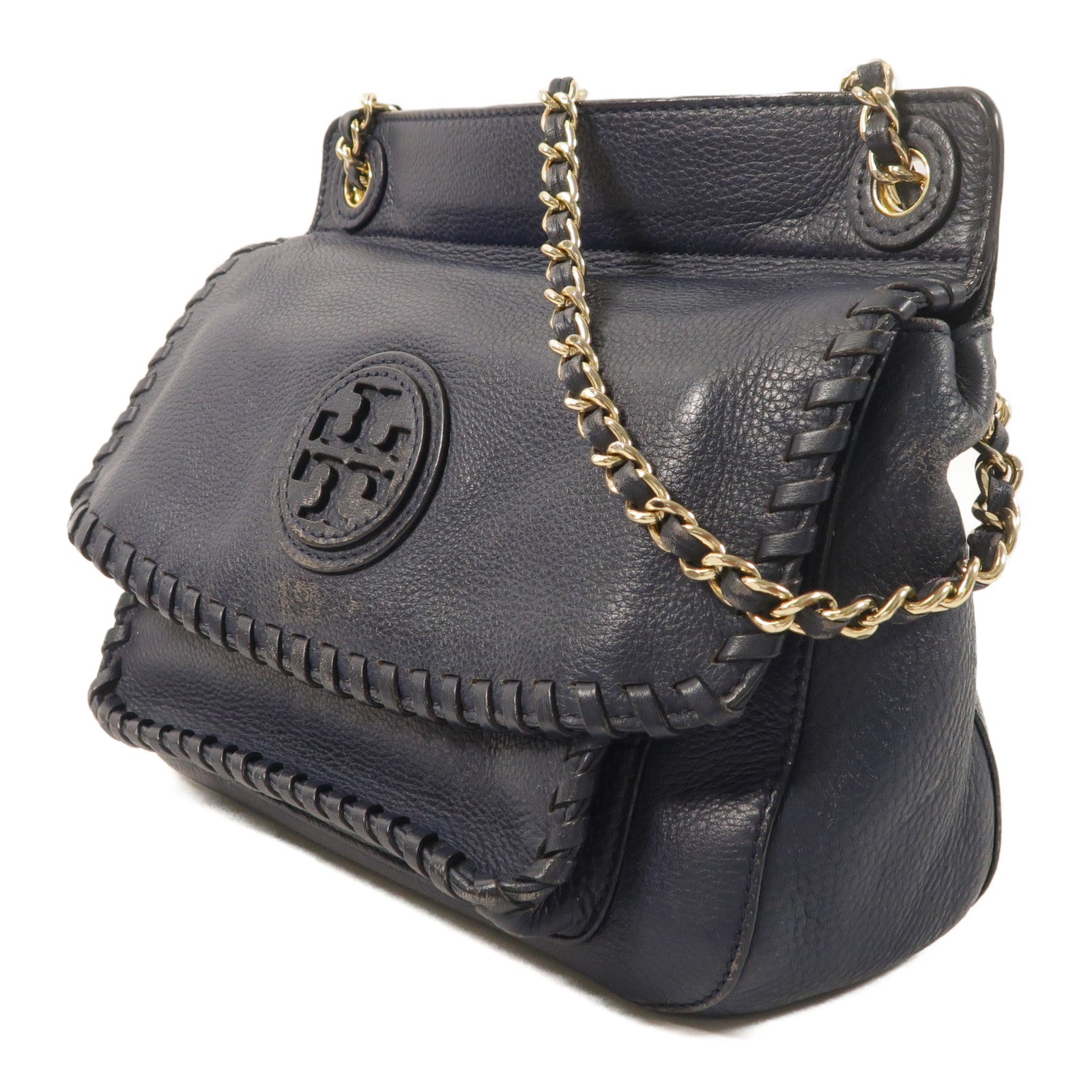 Tory Burch 牛皮皮革Chain Shoulder金扣鏈帶肩背袋