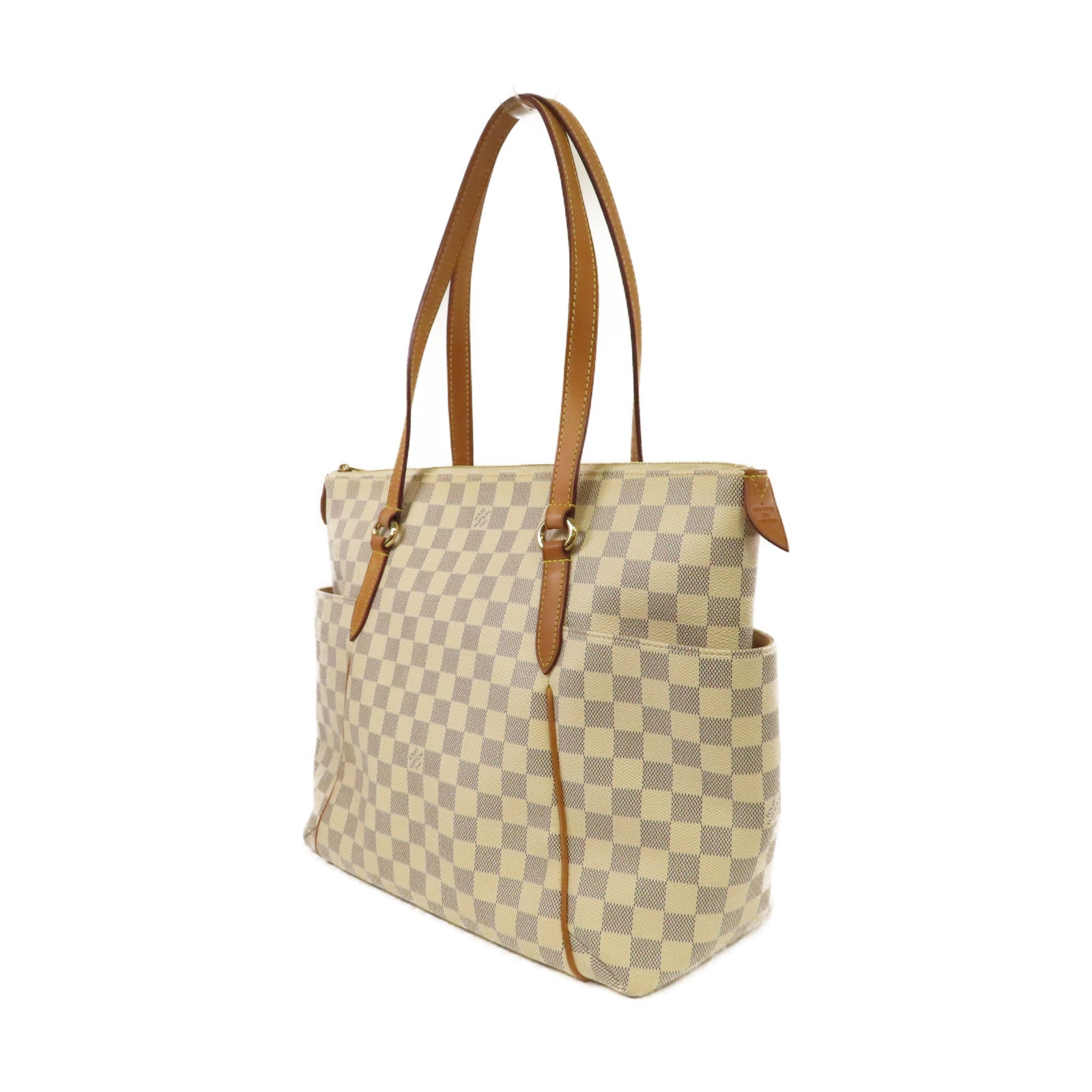 LOUIS VUITTON Damier Azur Totally MM金扣肩背袋白色