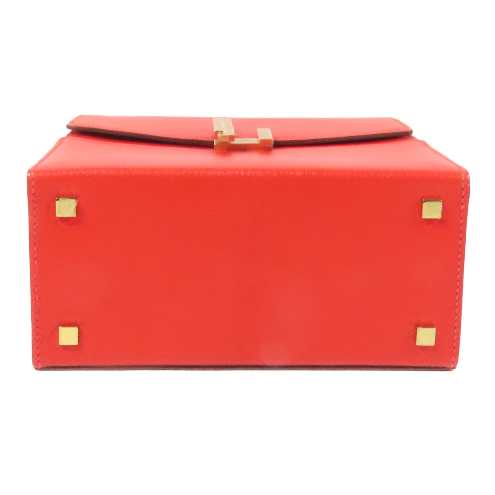 HERMES Chevre皮革Cinhetic Box金扣手挽肩背兩用袋Rouge de Coeur