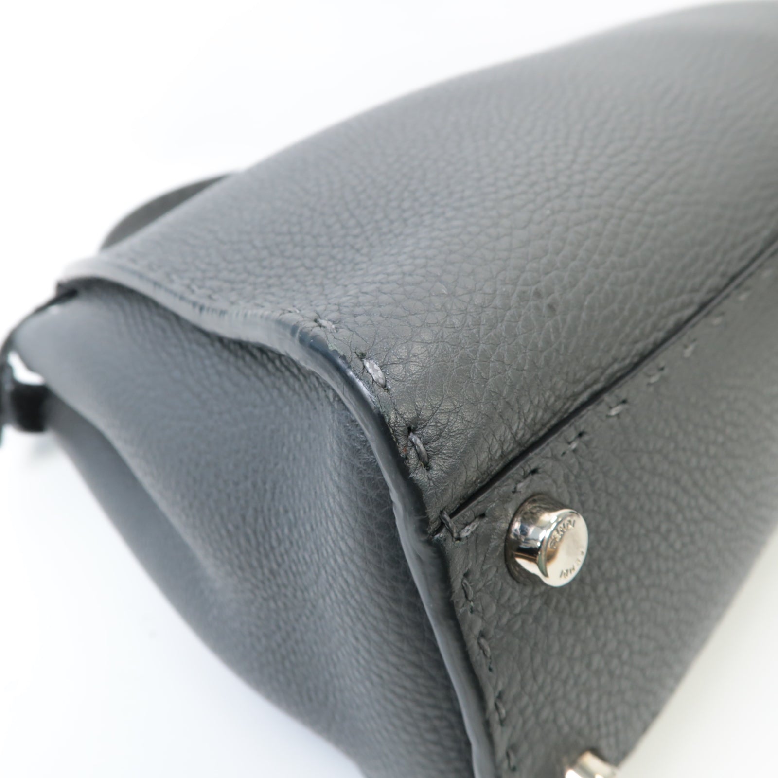 FENDI **【激減優惠】牛皮皮革Peekaboo銀扣手挽肩背兩用袋灰色