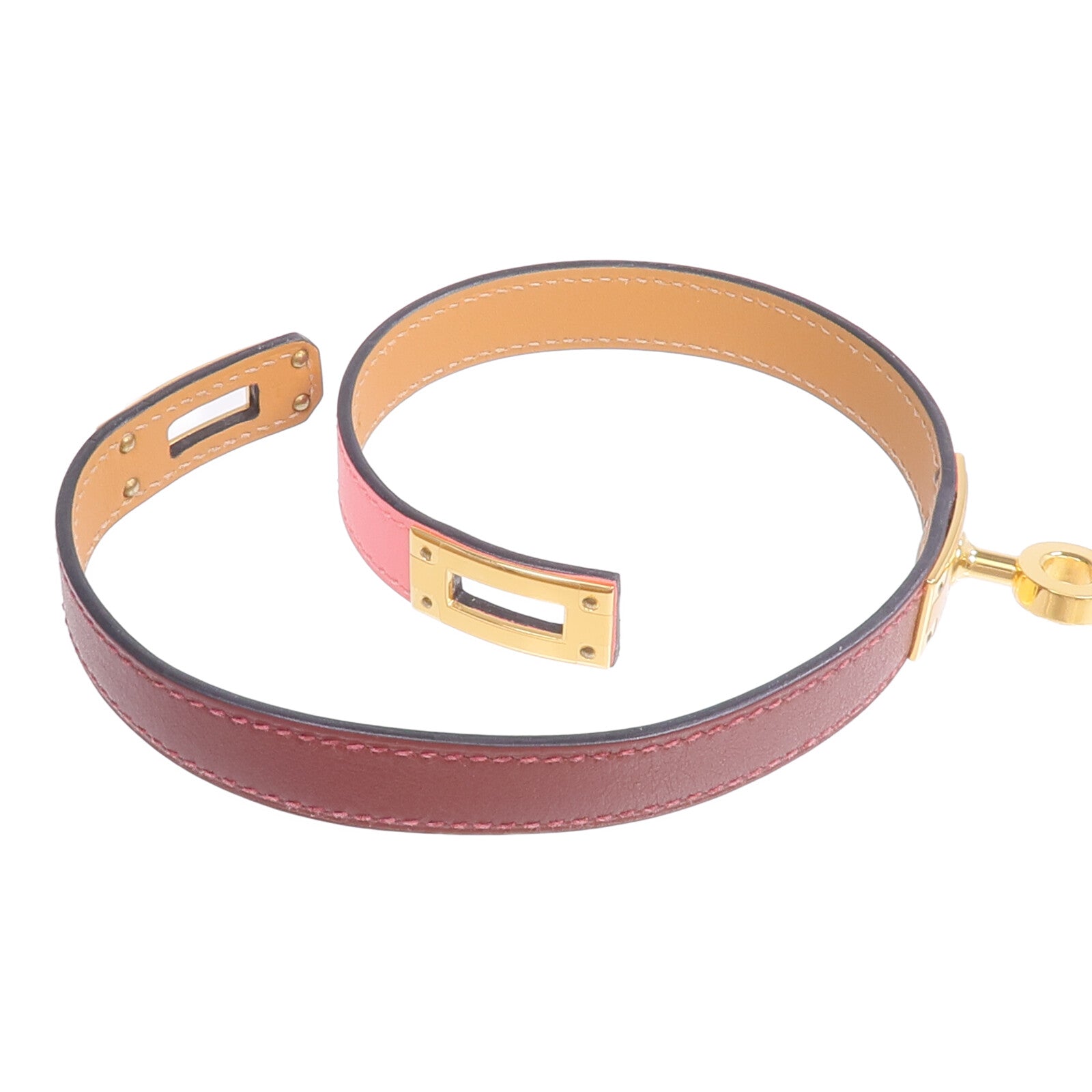 HERMES Swift皮革Kelly Double Tour手鏈Rouge H/Rose Confetti