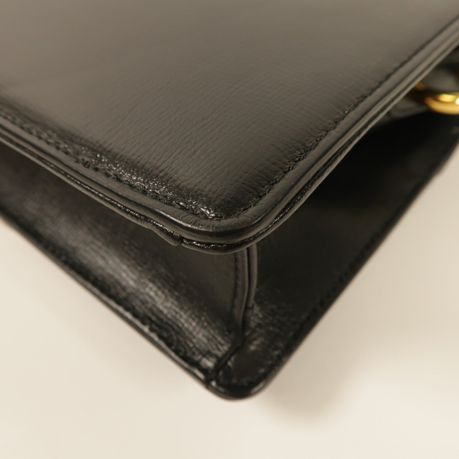 GUCCI GG GHW Shoulder Bag 589474 Calfskin Leather Black