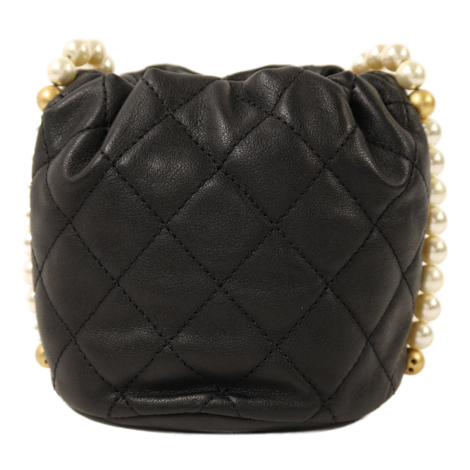 CHANEL 牛皮皮革Mini Pearl Bucket Bag金扣肩背袋