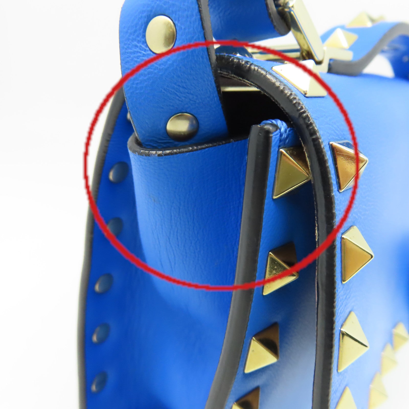 Valentino 牛皮皮革Rockstud Shoulder Bag金扣肩背袋藍色