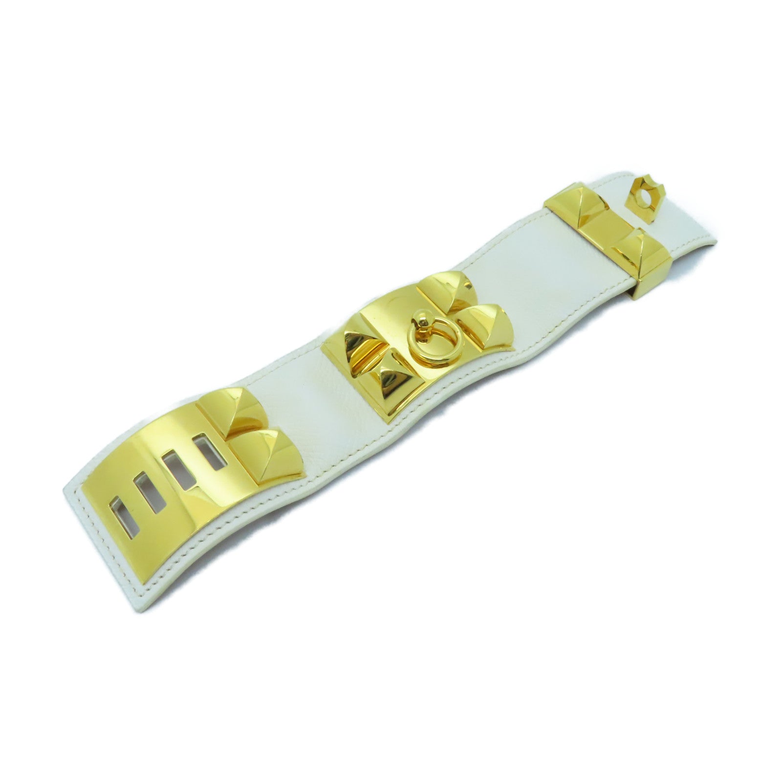 HERMES 【激減優惠】Epsom皮革COLLIER DE CHIEN金扣手鐲白色