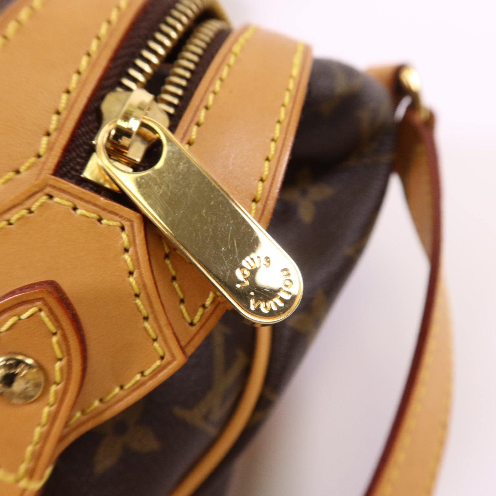 LOUIS VUITTON Monogram Stresa PM金扣肩背袋棕色