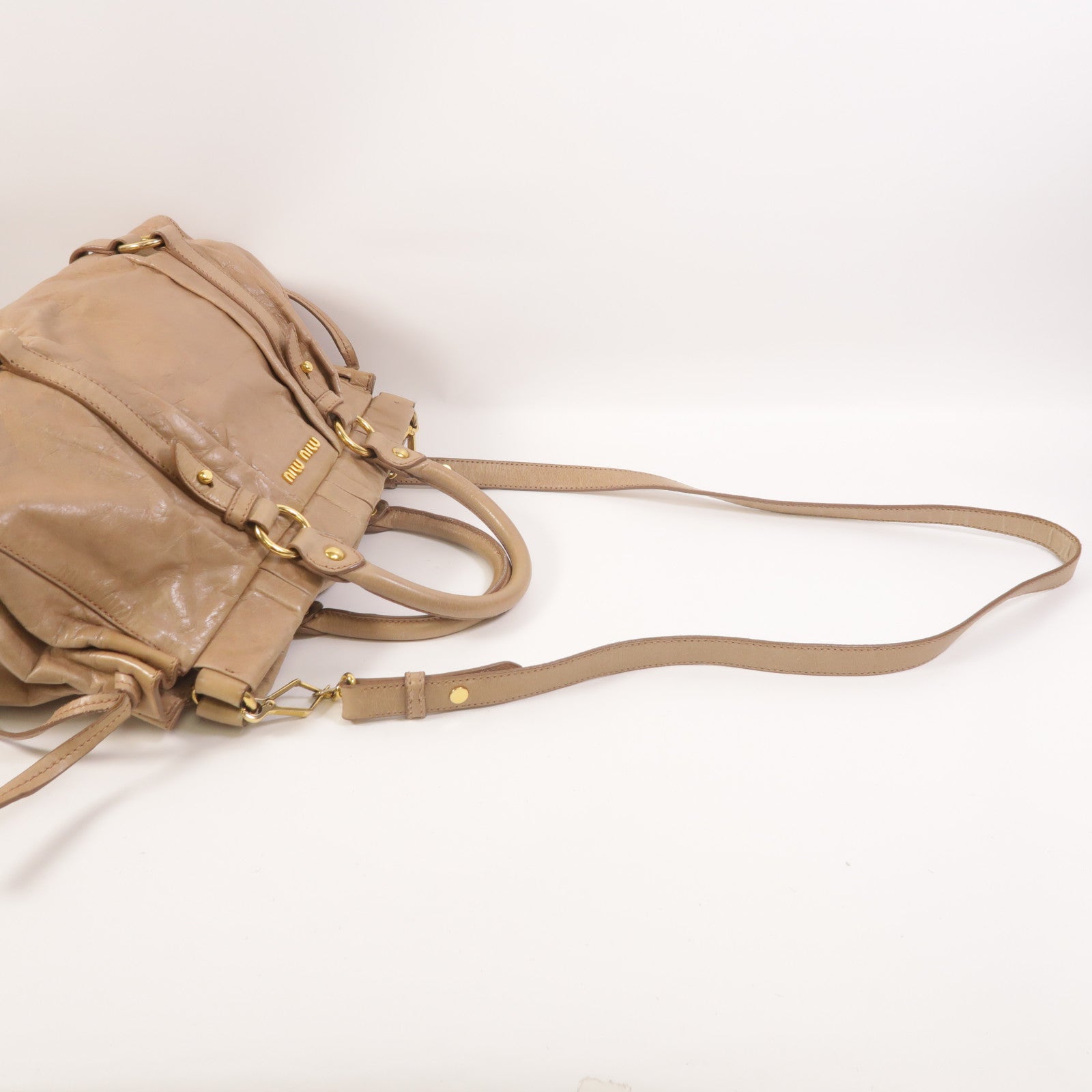 Miu Miu 牛皮皮革2 Way Shoulder金扣手挽肩背兩用袋