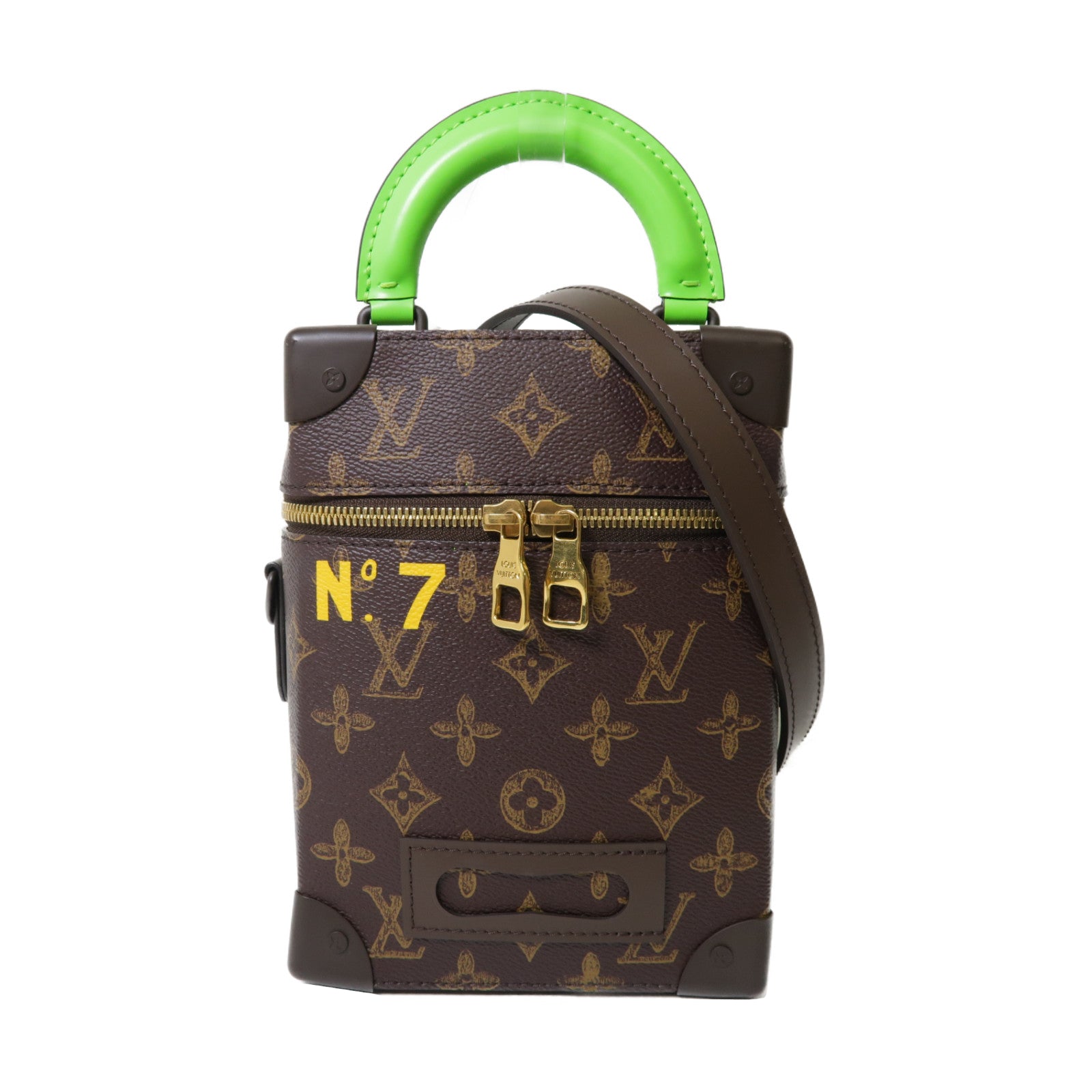 LOUIS VUITTON 【清倉大減價】Monogram Vertical Box Trunk金扣手挽肩背兩用袋啡色/綠色