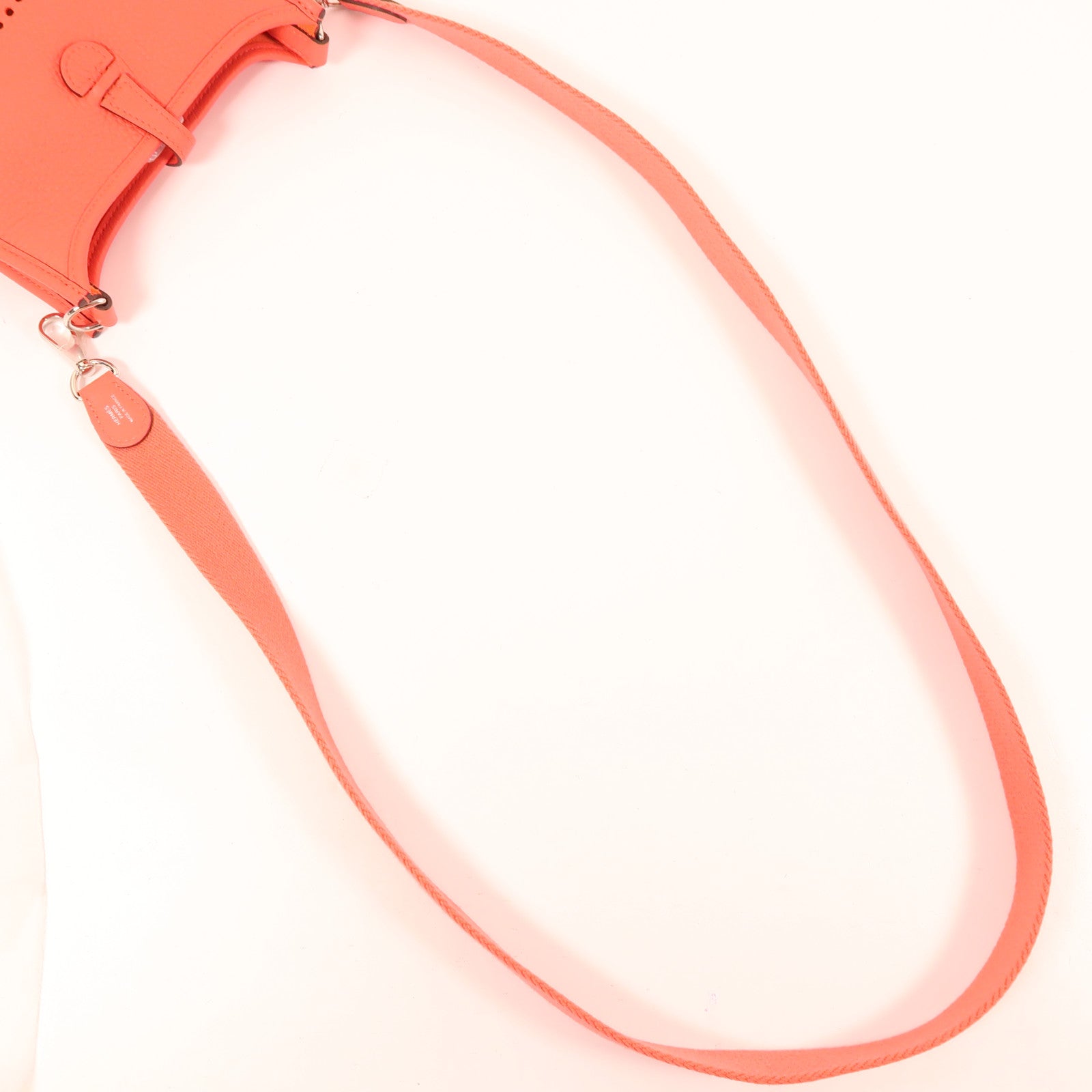 HERMES Clemence皮革Evelyne TPM銀扣肩背袋Rose Texas