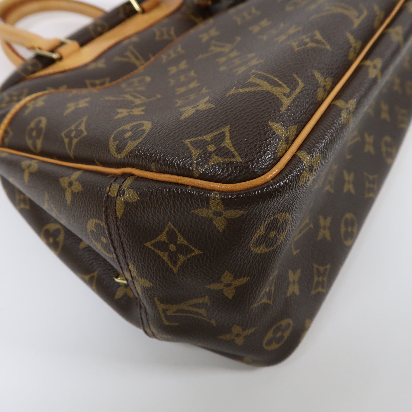 LOUIS VUITTON Monogram Deauville GM Handbag金扣手挽袋啡色