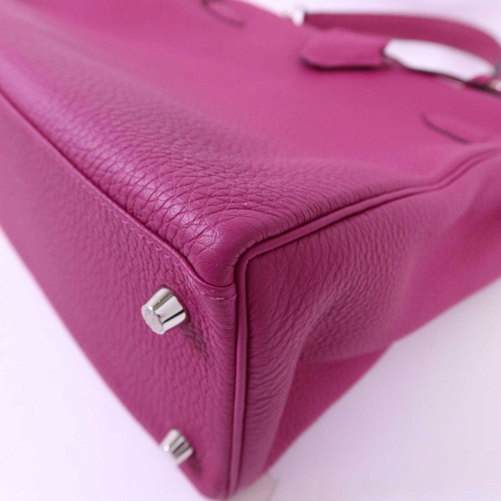 HERMES Togo皮革Kelly 28銀扣手挽肩背兩用袋Rose Pourpre