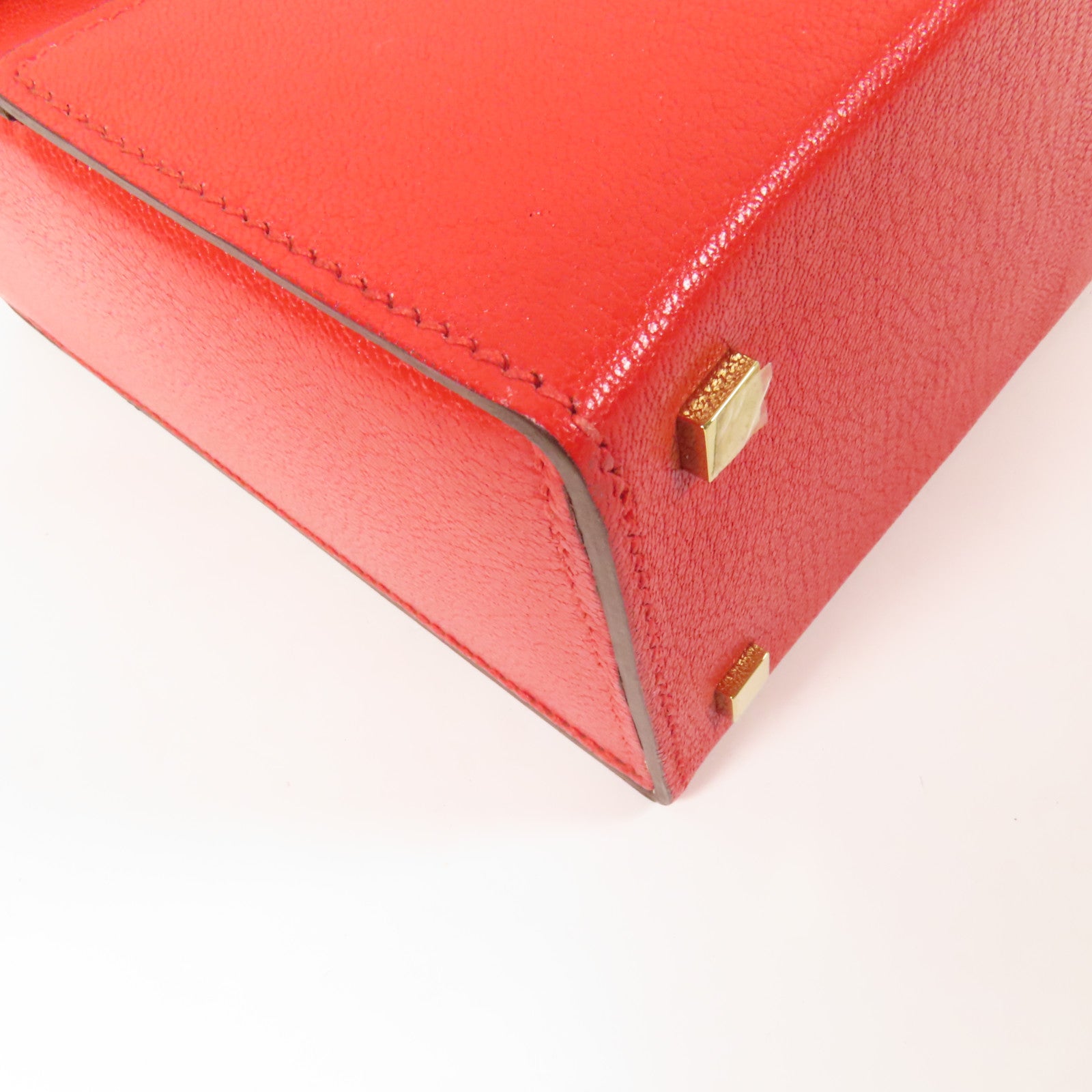HERMES Chevre皮革Cinhetic Box金扣手挽肩背兩用袋Rouge de Coeur