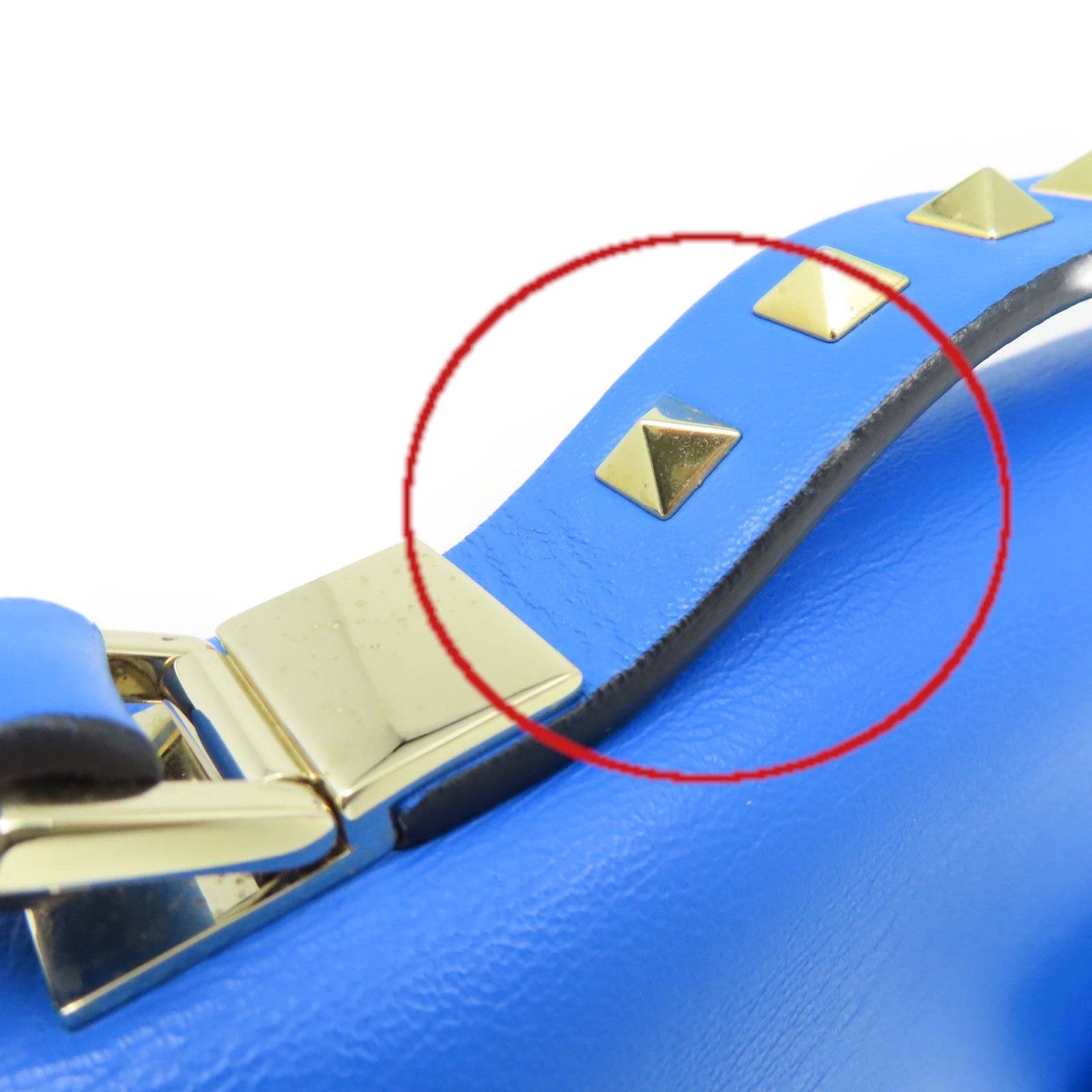 Valentino 牛皮皮革Rockstud Shoulder Bag金扣肩背袋藍色