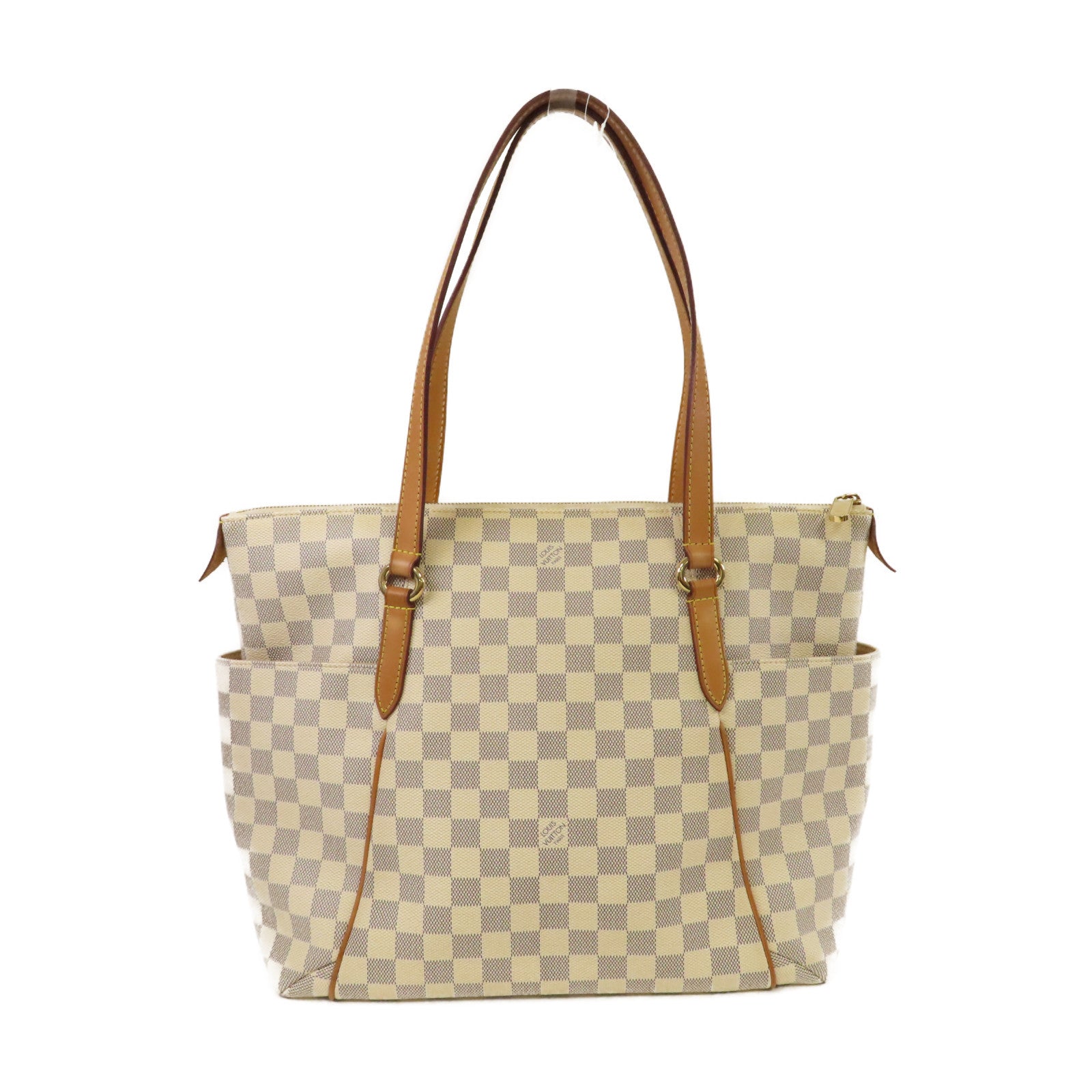 LOUIS VUITTON Damier Azur Totally MM金扣肩背袋白色