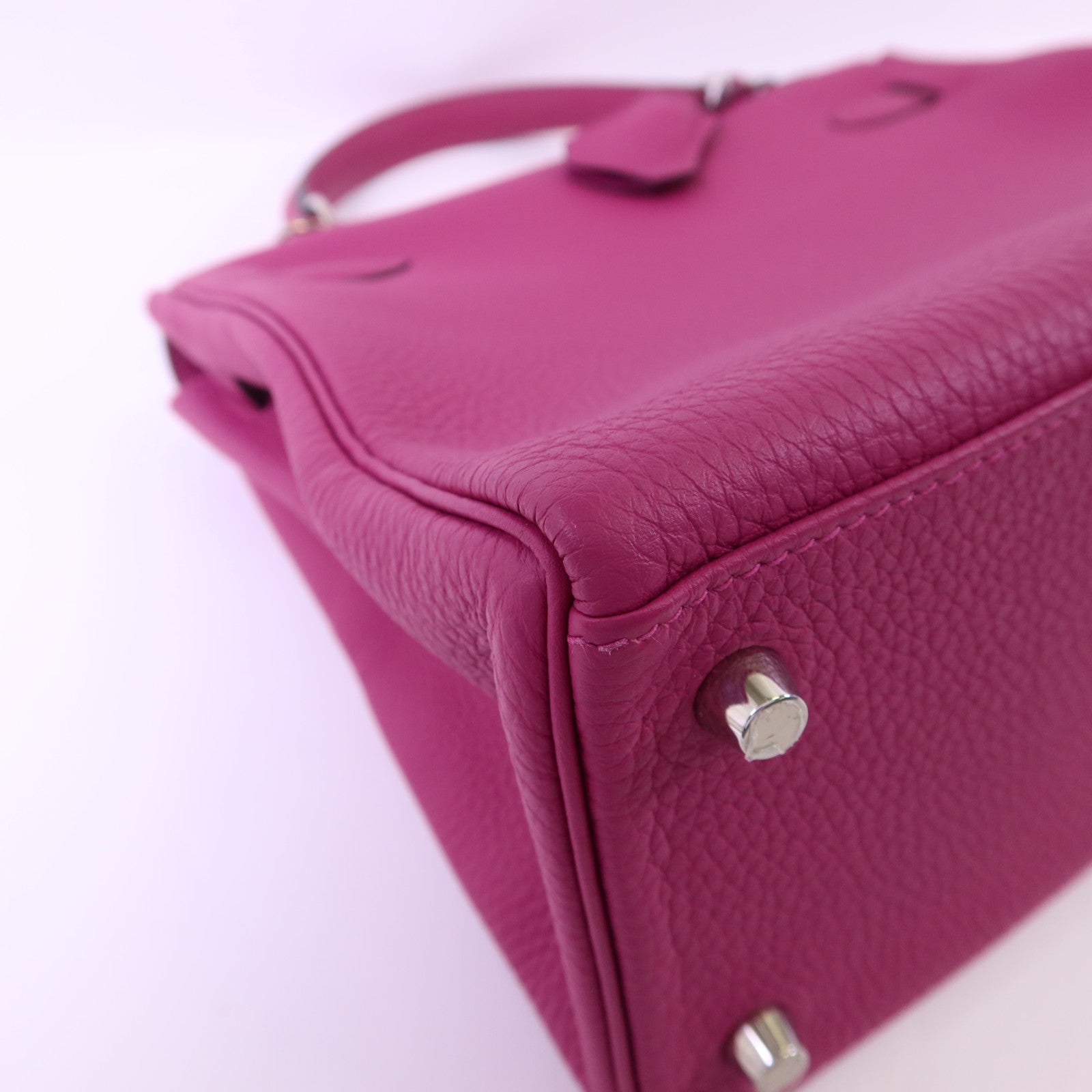 HERMES Togo皮革Kelly 28銀扣手挽肩背兩用袋Rose Pourpre