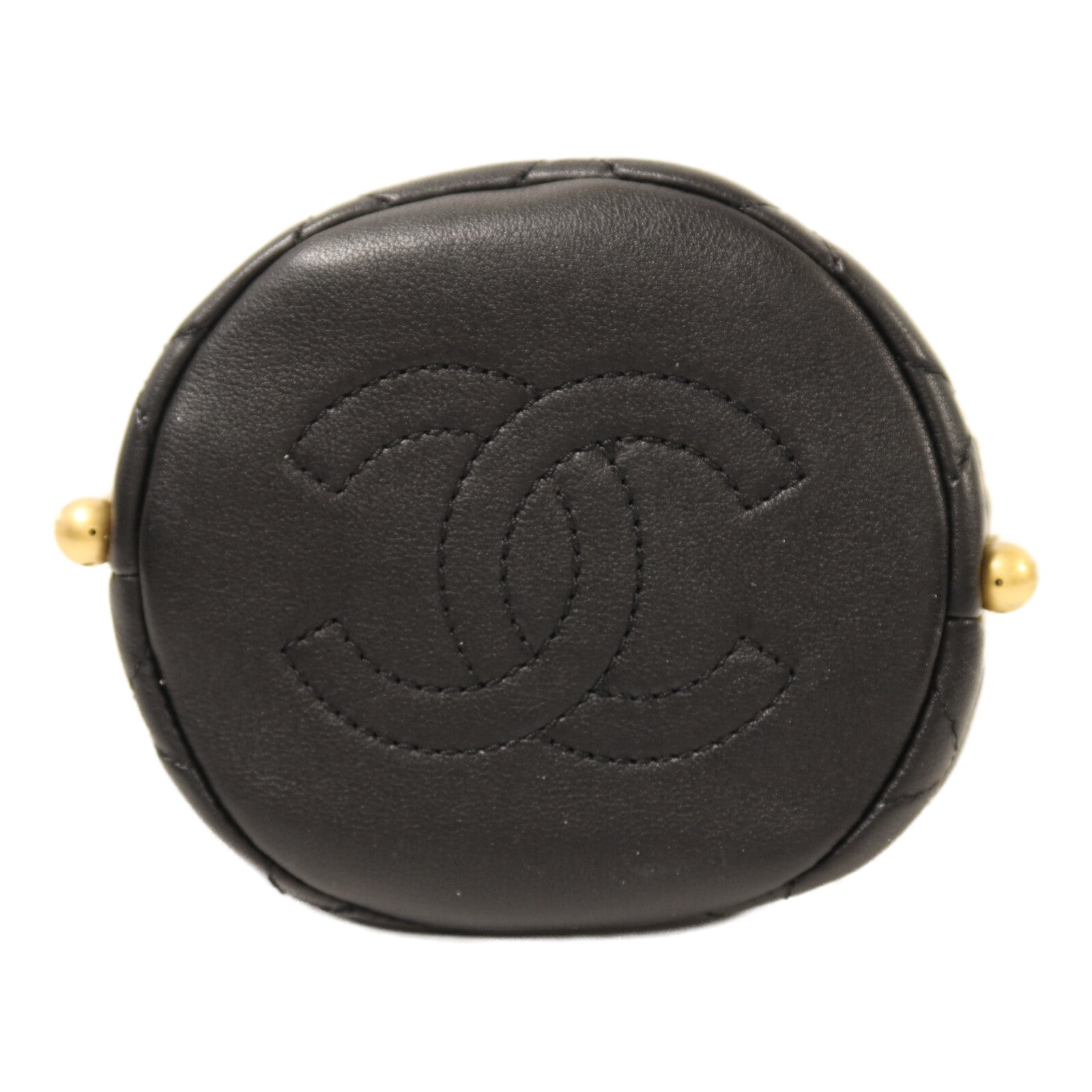 CHANEL 牛皮皮革Mini Pearl Bucket Bag金扣肩背袋