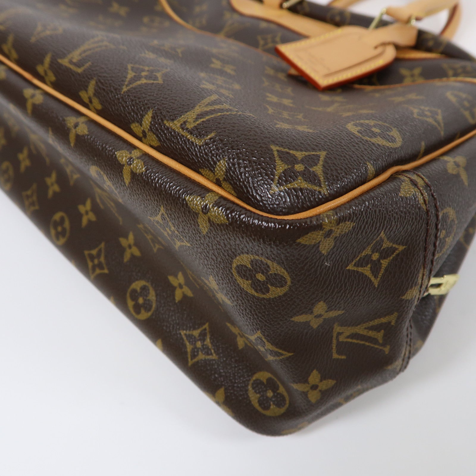 LOUIS VUITTON Monogram Deauville GM Handbag金扣手挽袋啡色