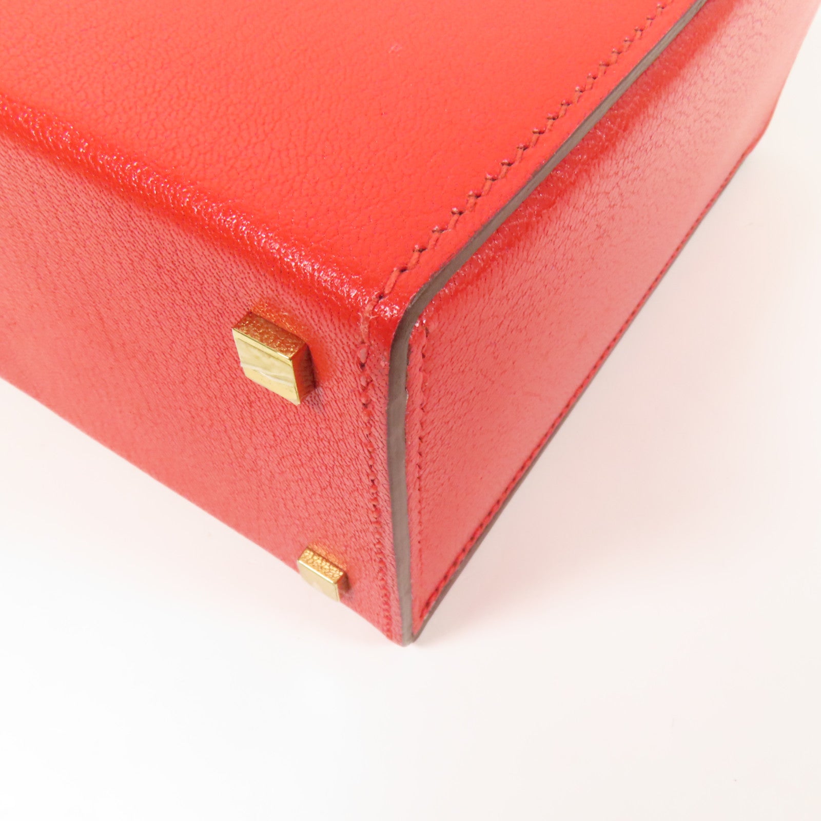 HERMES Chevre皮革Cinhetic Box金扣手挽肩背兩用袋Rouge de Coeur