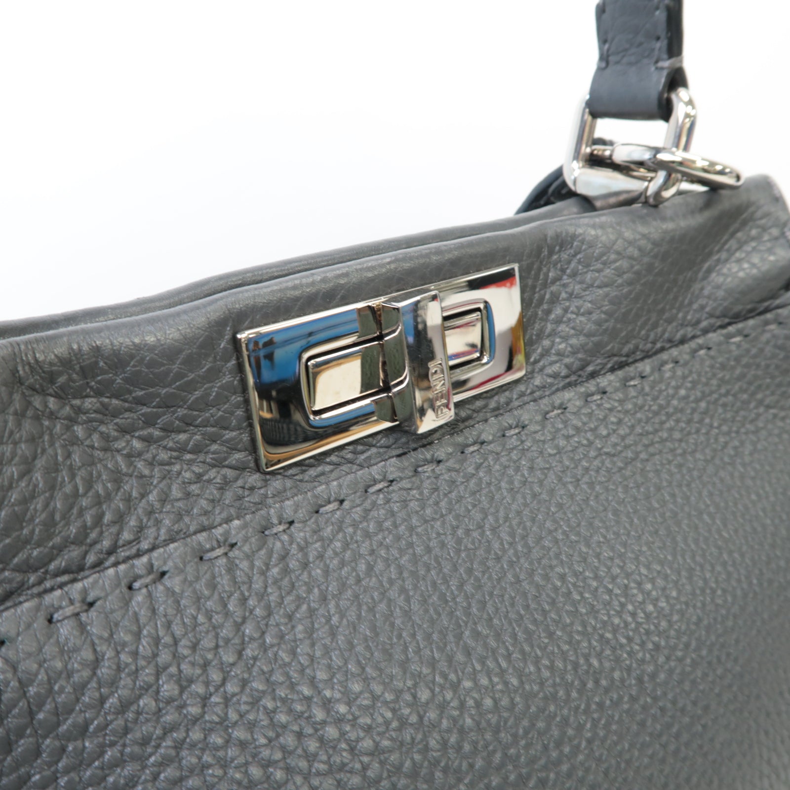 FENDI **【激減優惠】牛皮皮革Peekaboo銀扣手挽肩背兩用袋灰色