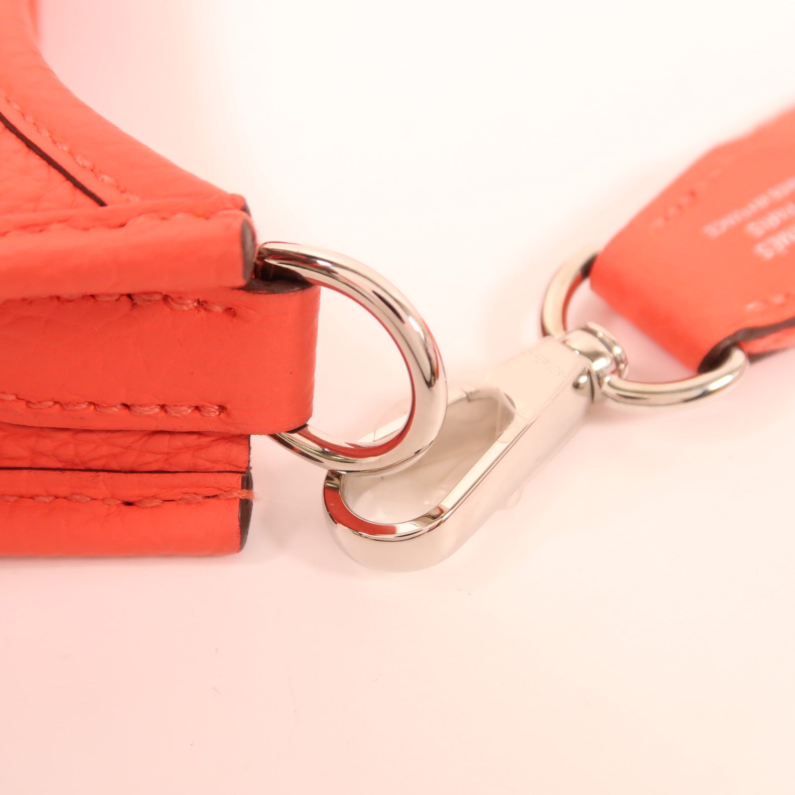 HERMES Clemence皮革Evelyne TPM銀扣肩背袋Rose Texas