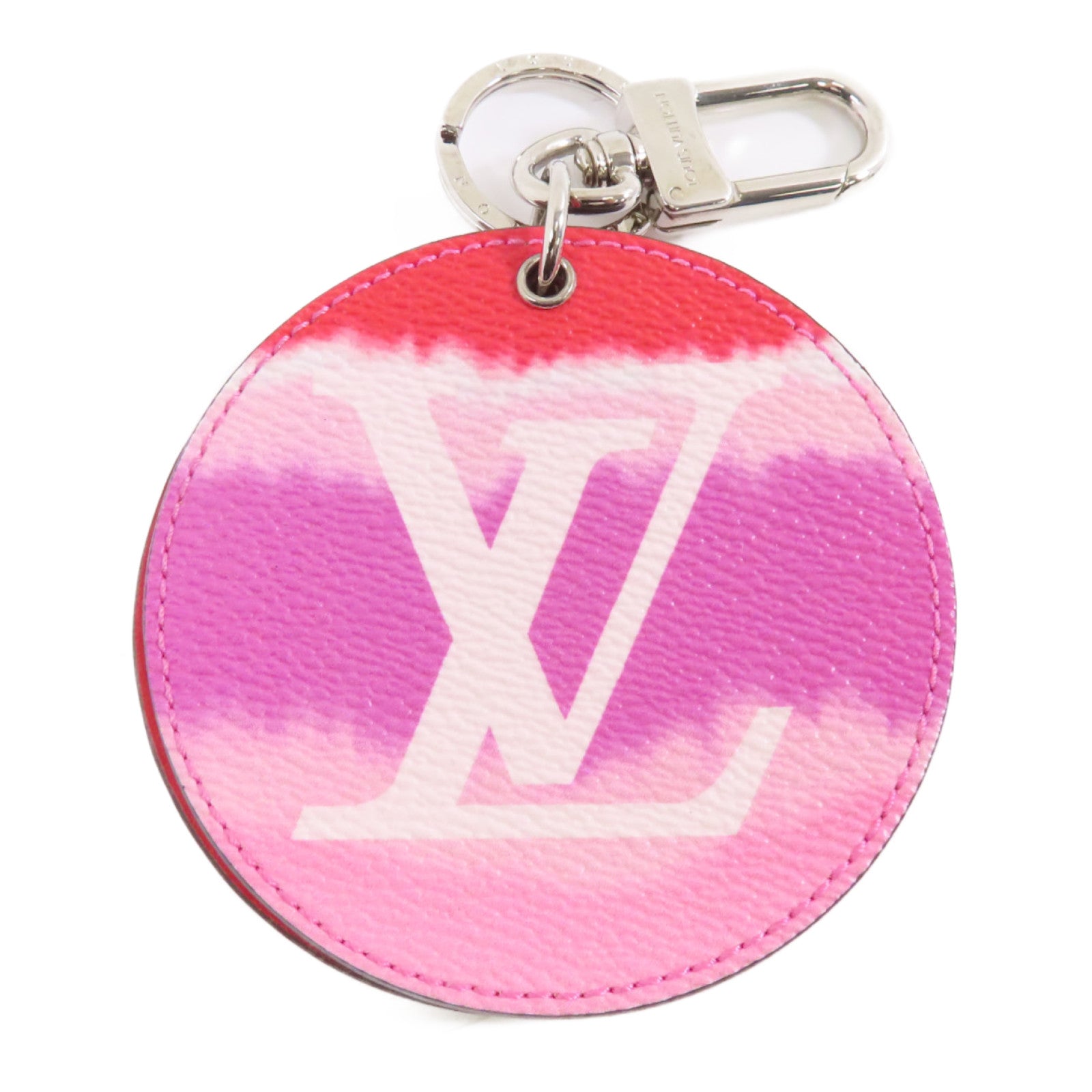LOUIS VUITTON Monogram Escale Porto Cle Miroir Key Holder銀扣鎖匙扣粉紅色