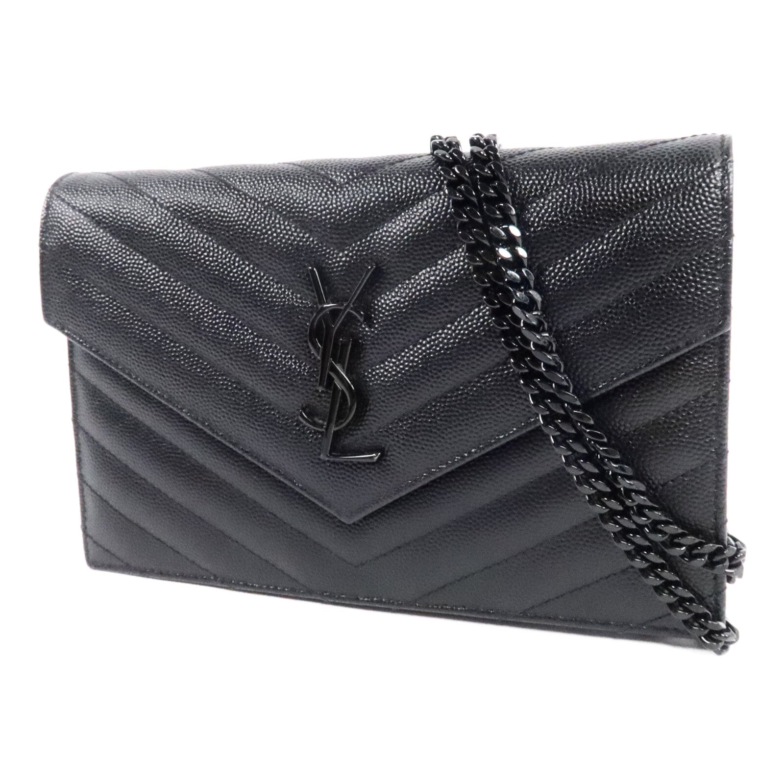 SAINT LAURENT 牛皮皮革Cassandre Envelope Chain Wallet鏈帶肩背袋